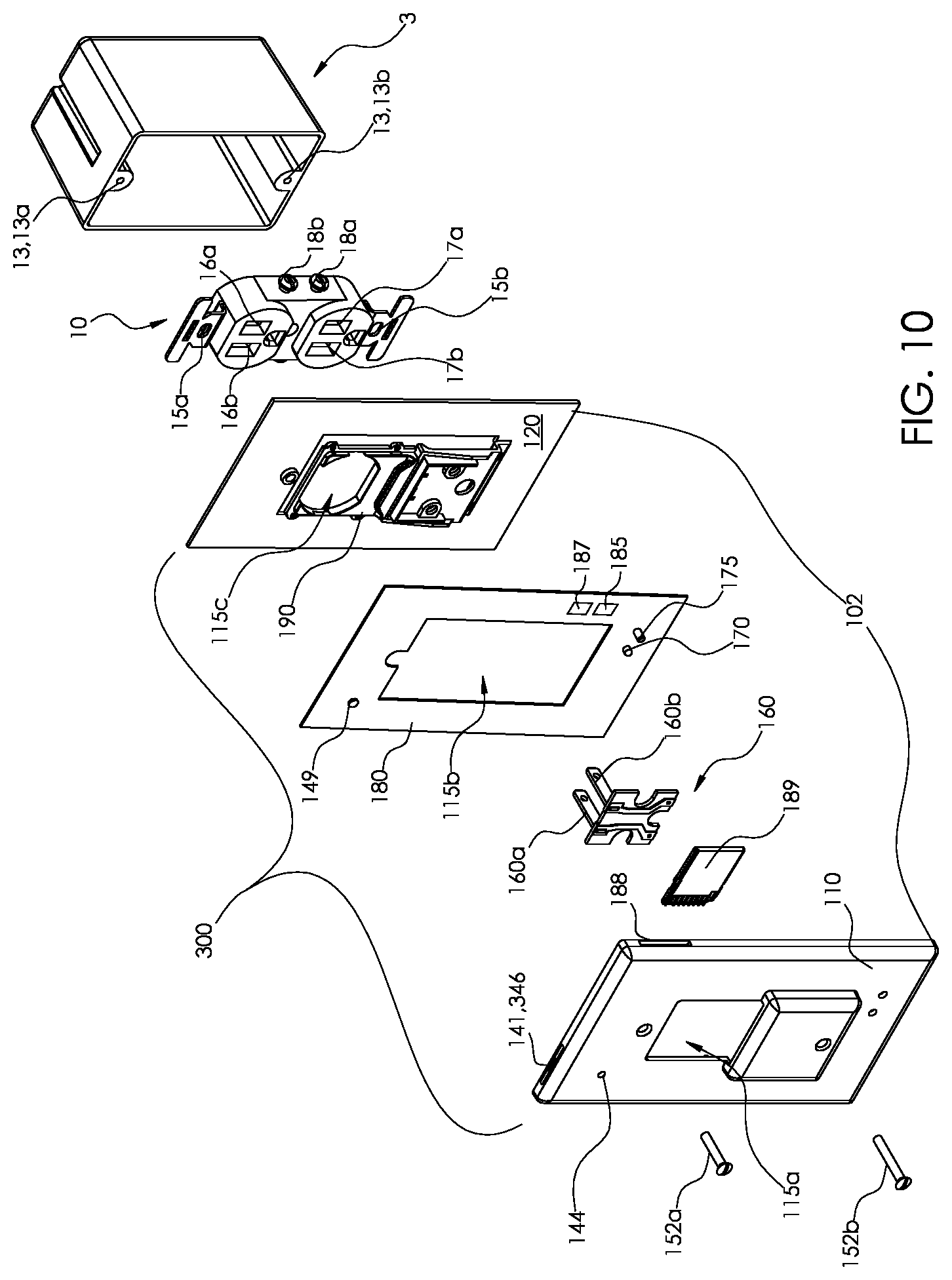 Patent US11778302 Figure 9 – Electrical wall plate with movably positionable camera