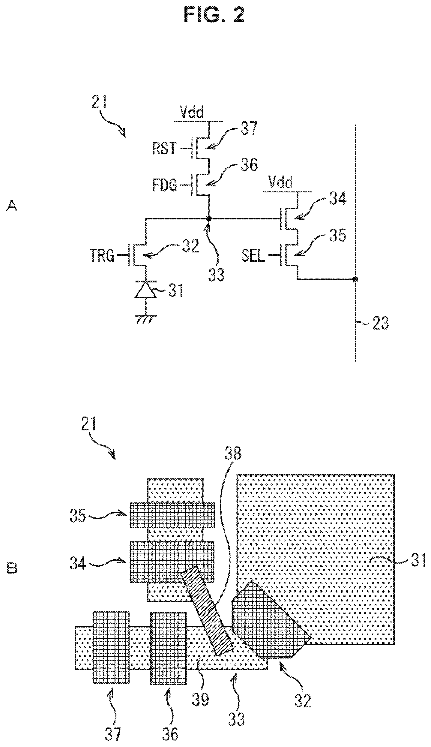 Patent US11778349 Figure 2 – Imaging element, driving method, and electronic device