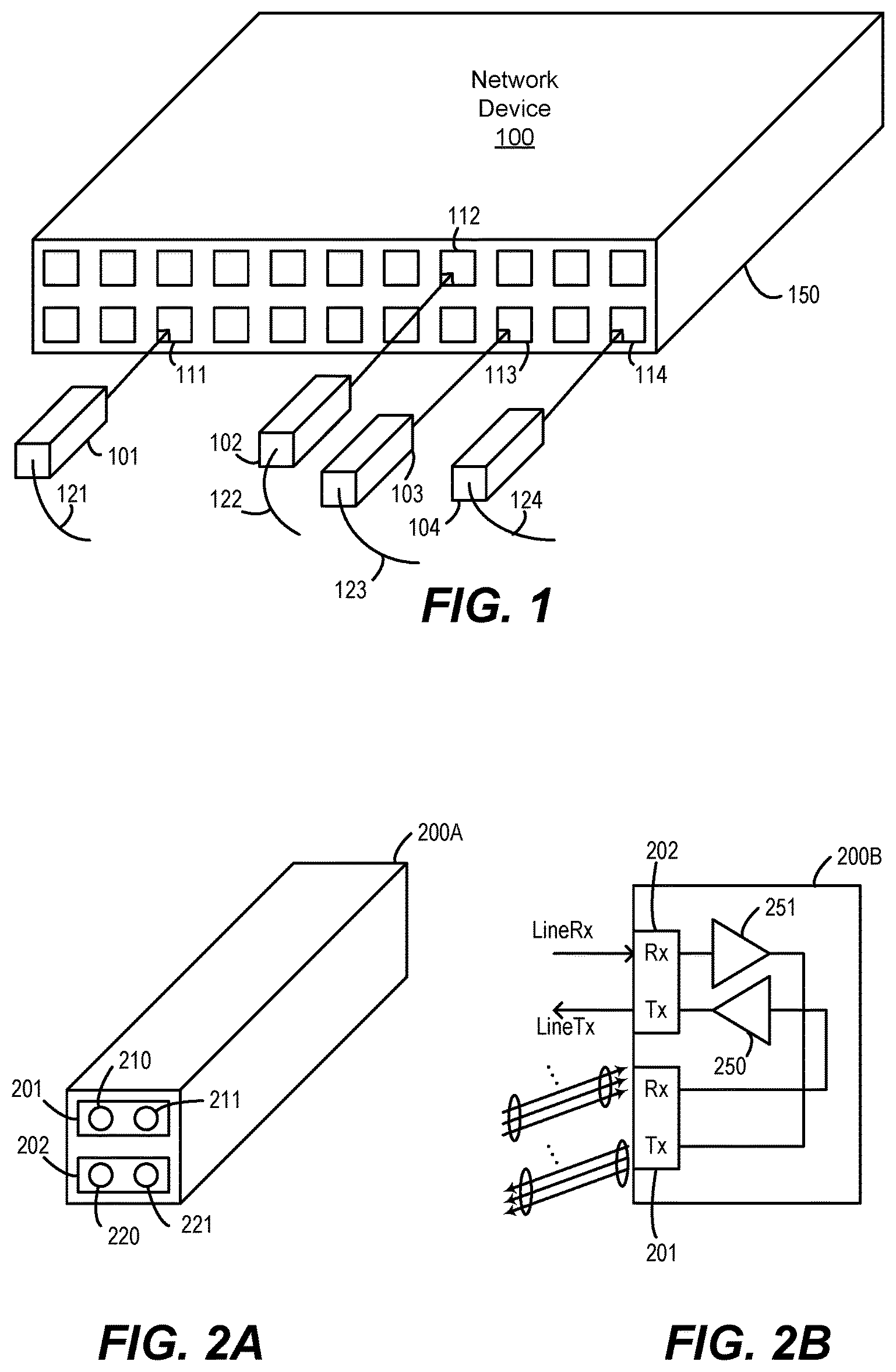 Patent US11778354 Figure 1 – Network device with integrated optical line system