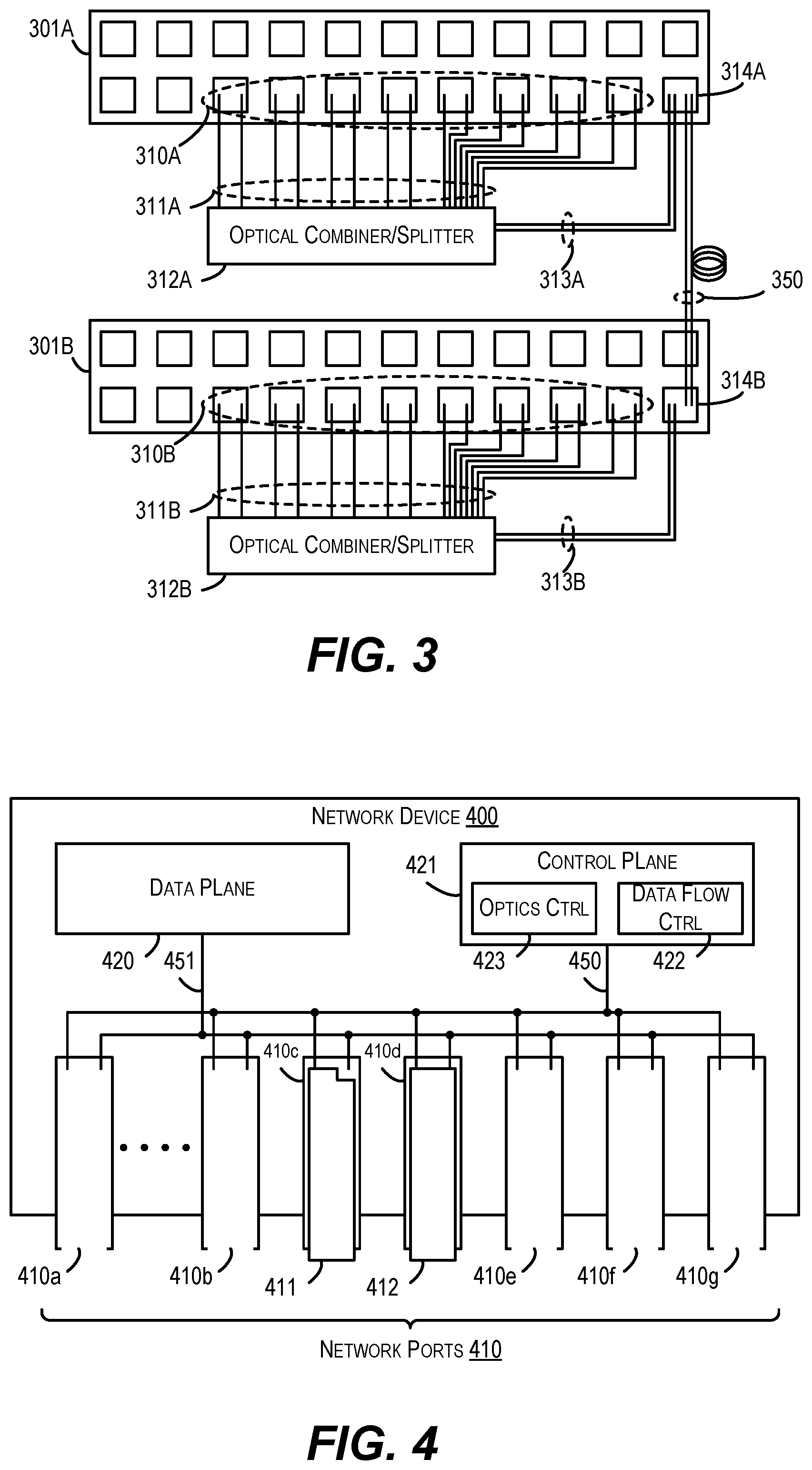 Patent US11778354 Figure 2 – Network device with integrated optical line system