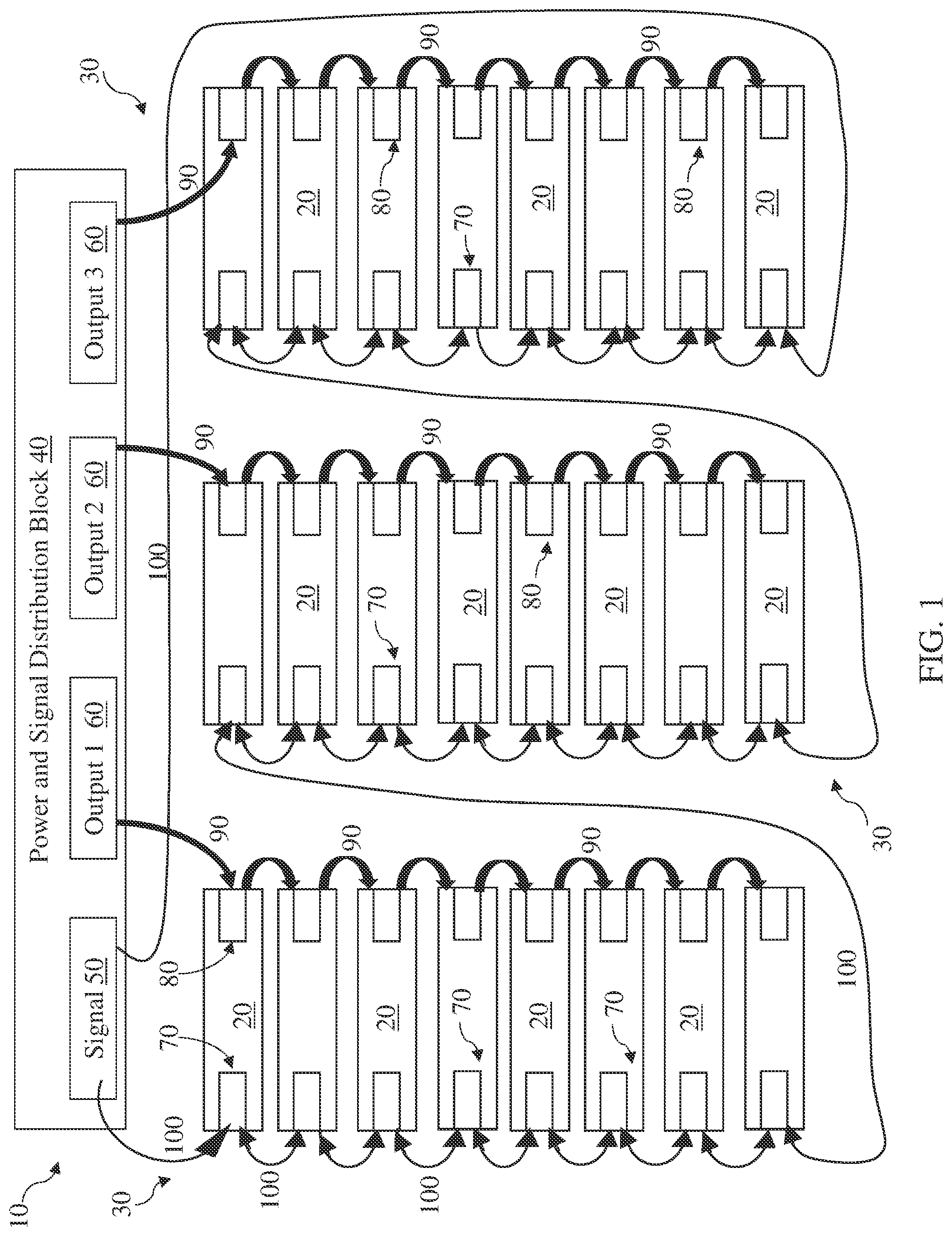 Patent US11778380 Figure 1 – Powered line array speaker system with redundant network and power supply