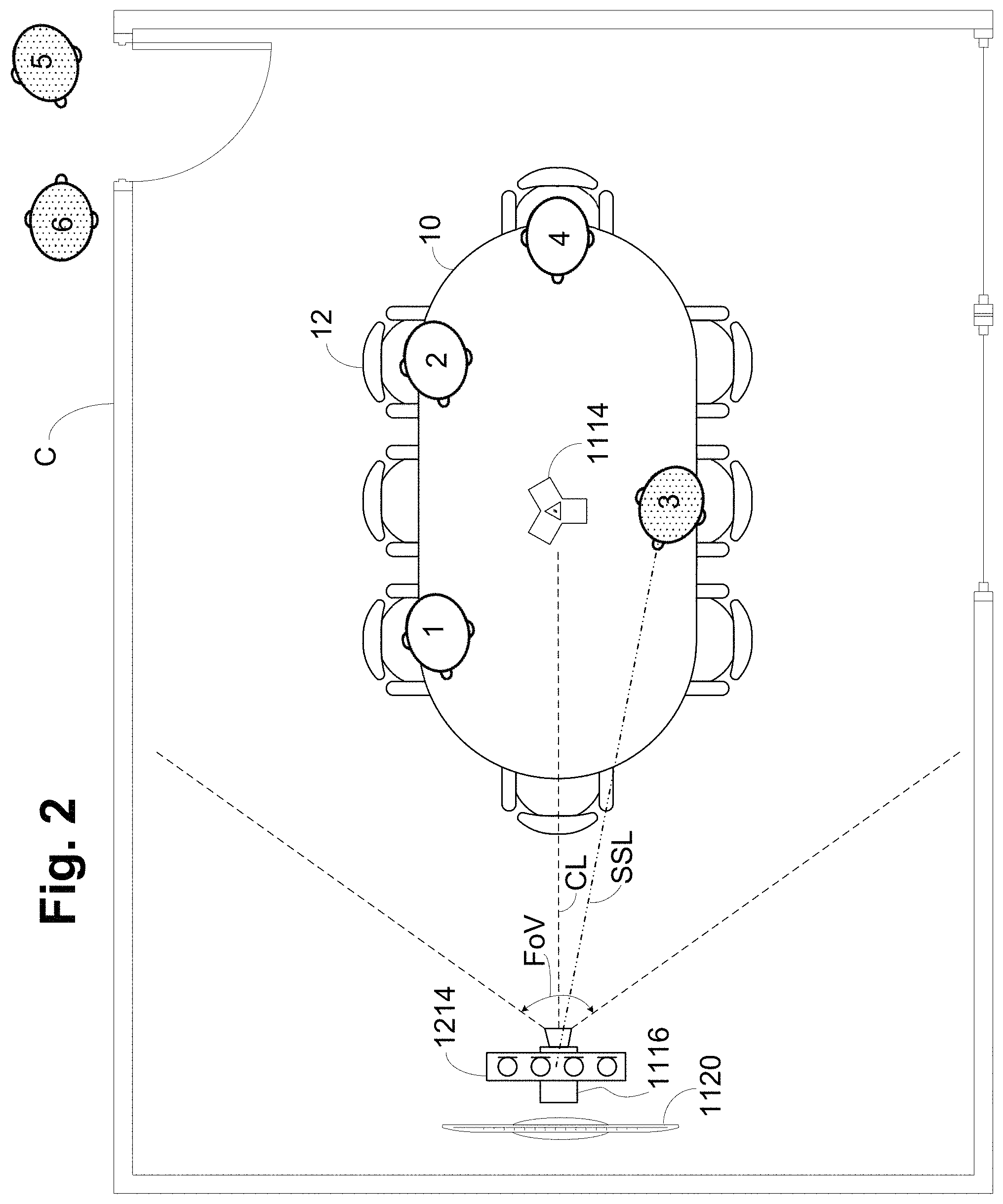 Patent US11778407 Figure 2 – Camera-view acoustic fence