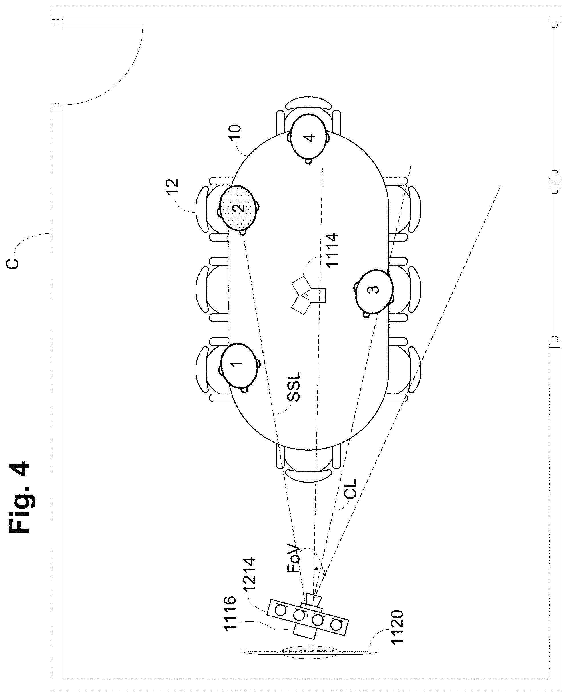 Patent US11778407 Figure 4 – Camera-view acoustic fence