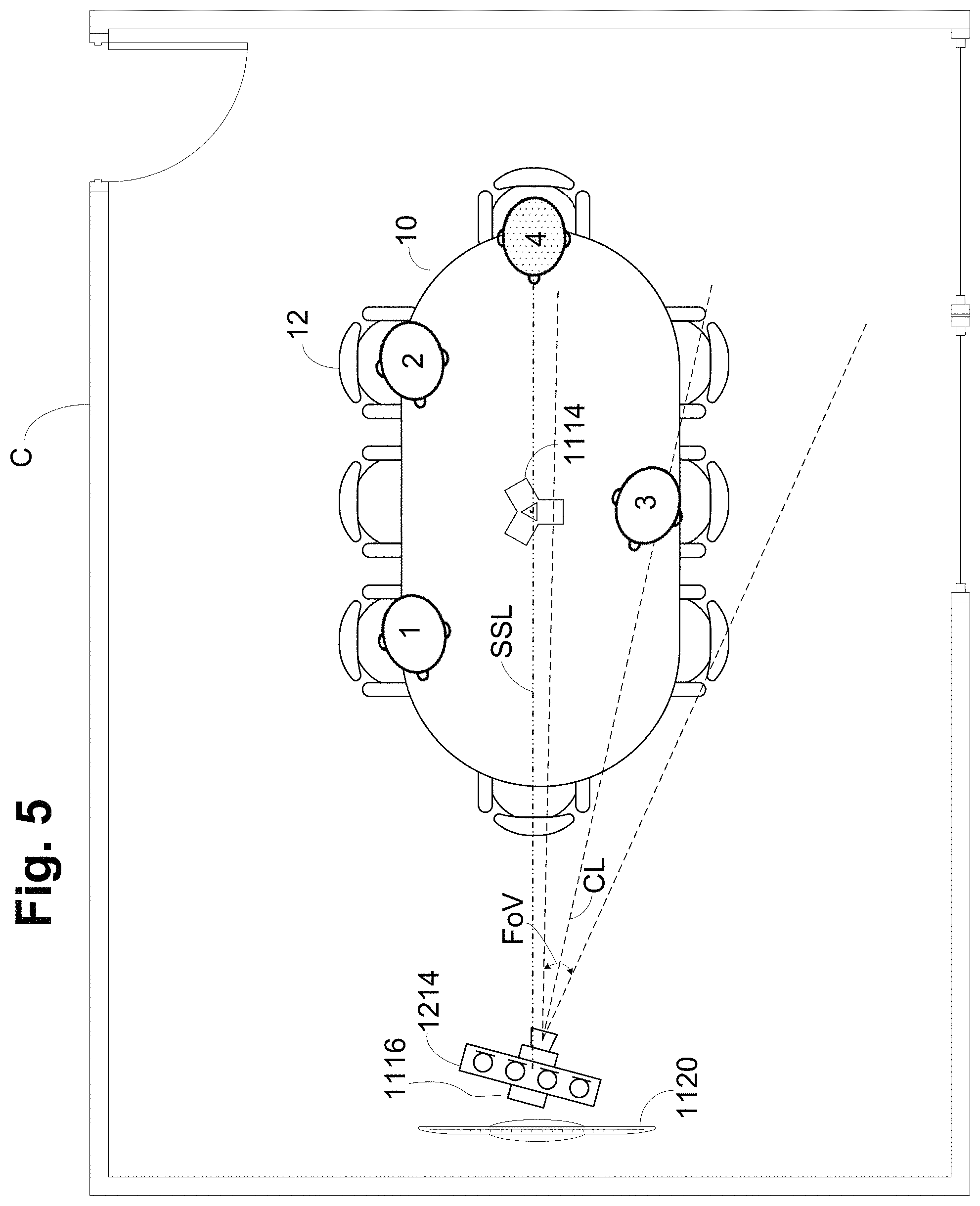 Patent US11778407 Figure 5 – Camera-view acoustic fence