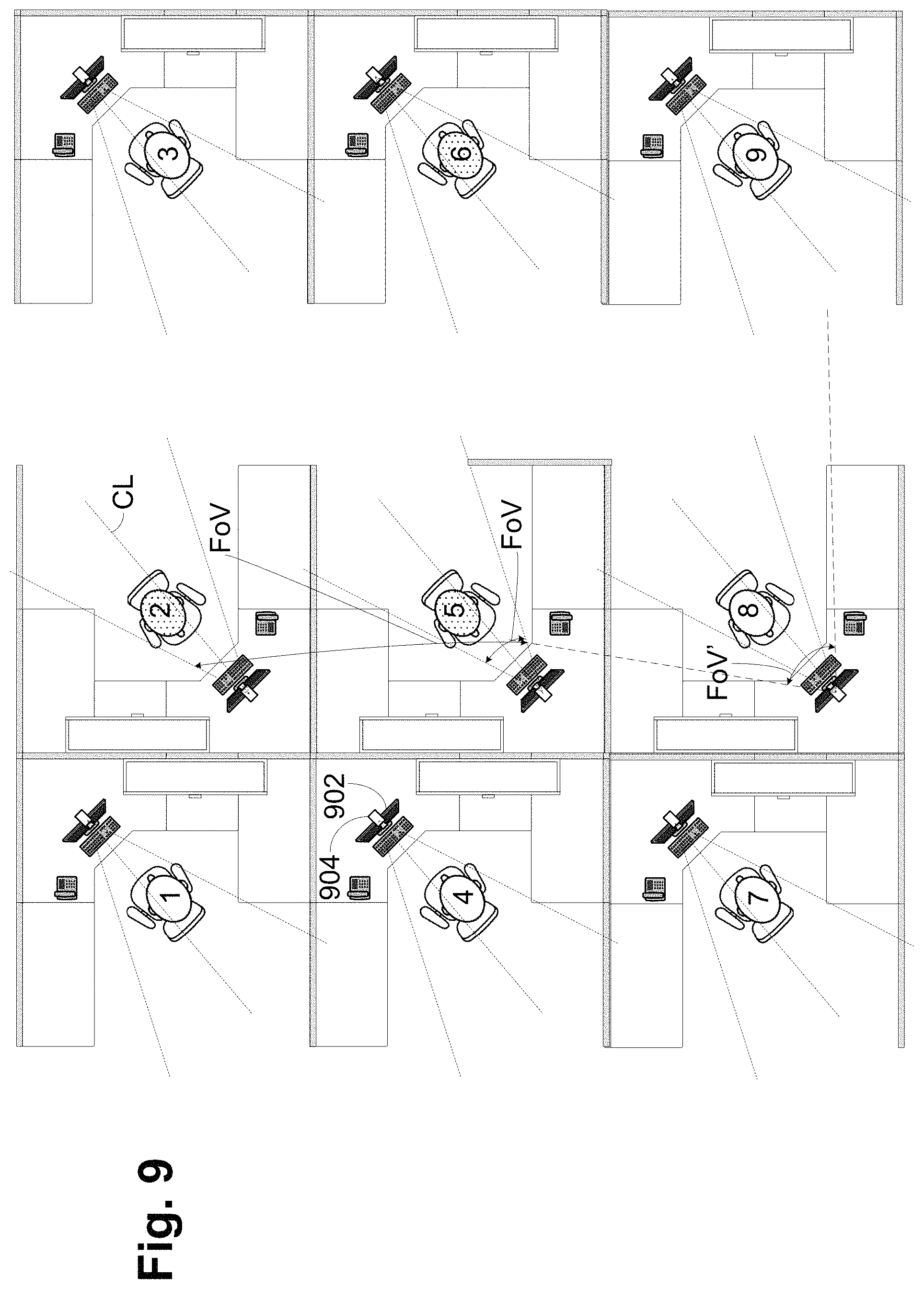 Patent US11778407 Figure 9 – Camera-view acoustic fence