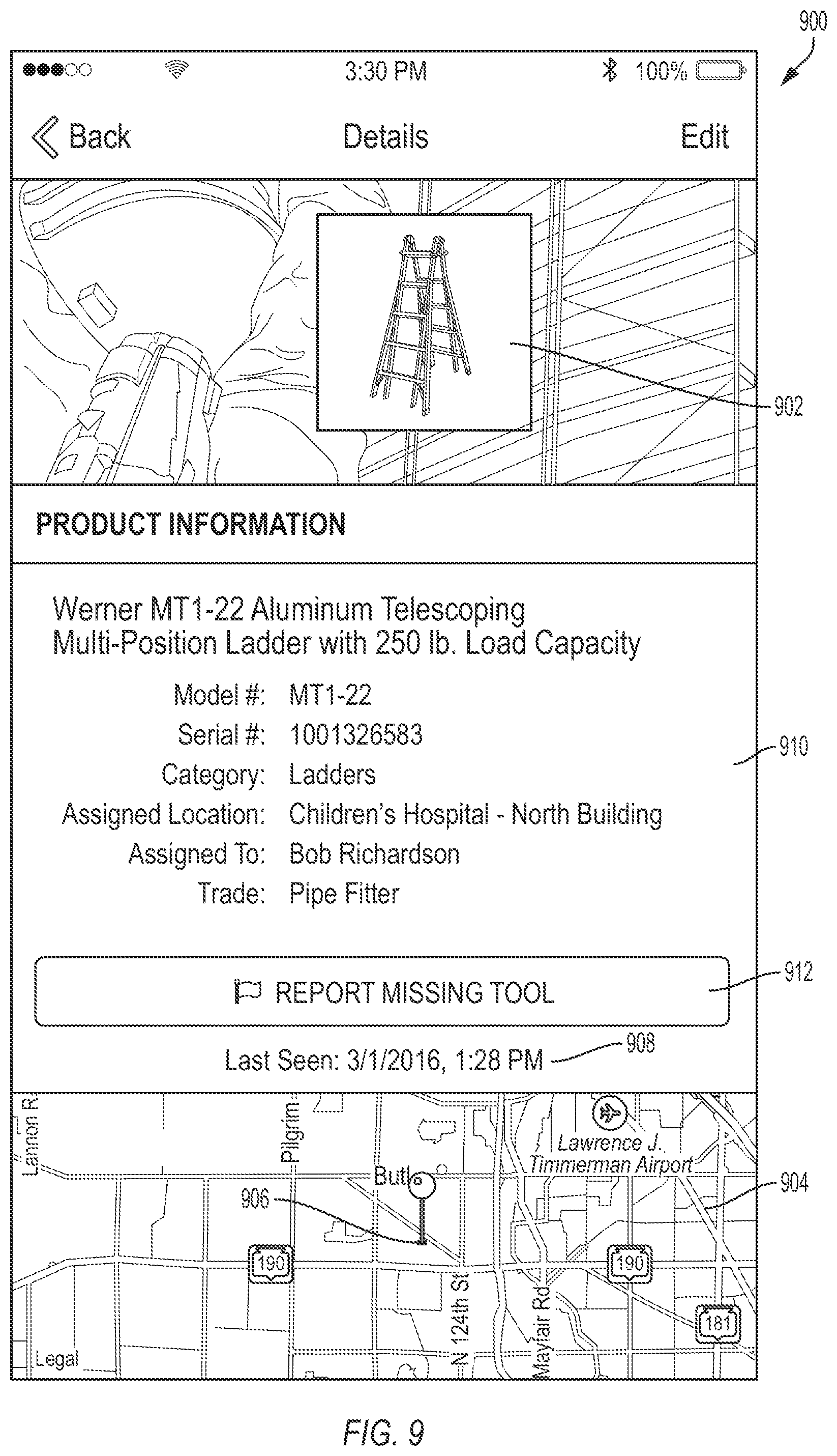 Patent US11778414 Figure 12 – Tool tracking system