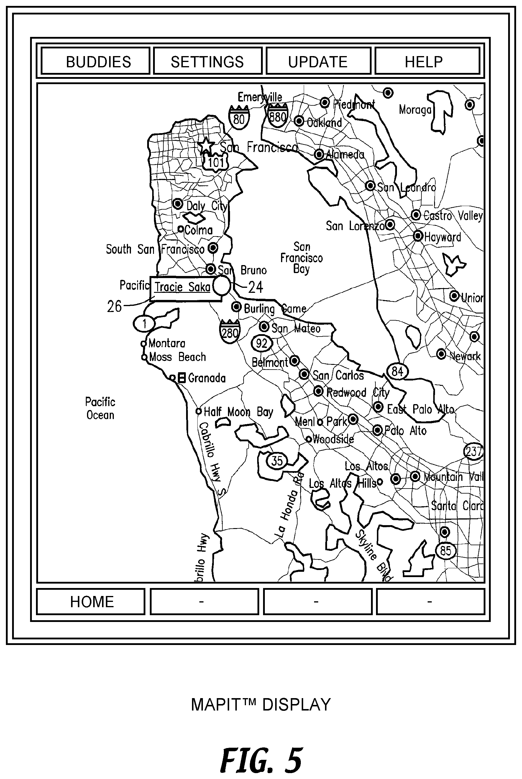 Patent US11778415 Figure 10 – Location sharing application in association with services provision