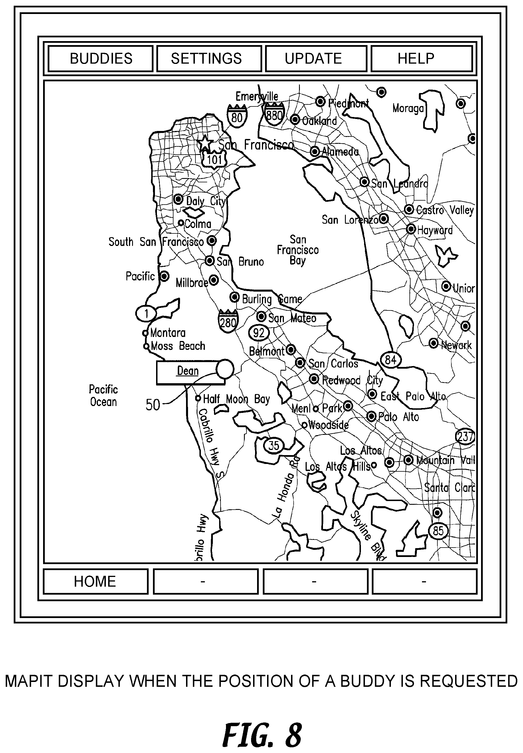 Patent US11778415 Figure 13 – Location sharing application in association with services provision
