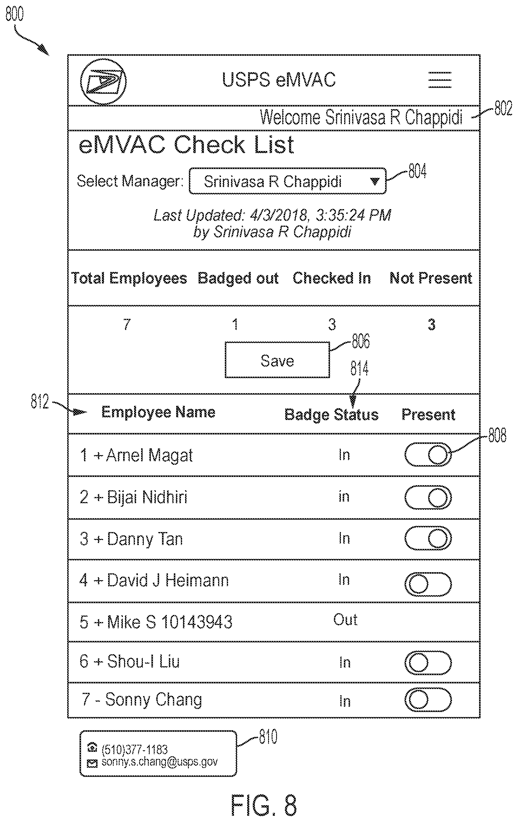 Patent US11778424 Figure 8 – Evacuation tracking