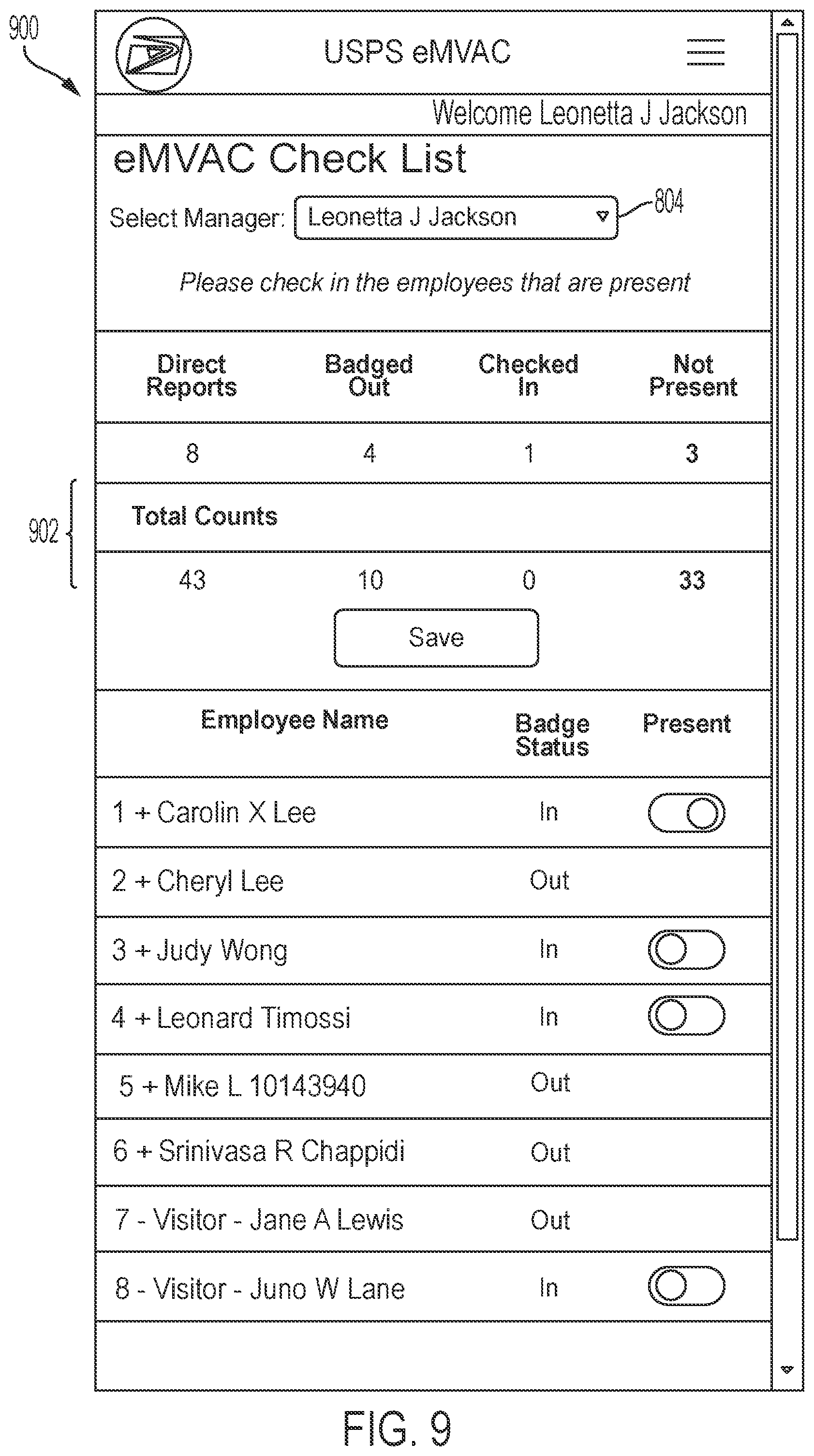 Patent US11778424 Figure 9 – Evacuation tracking