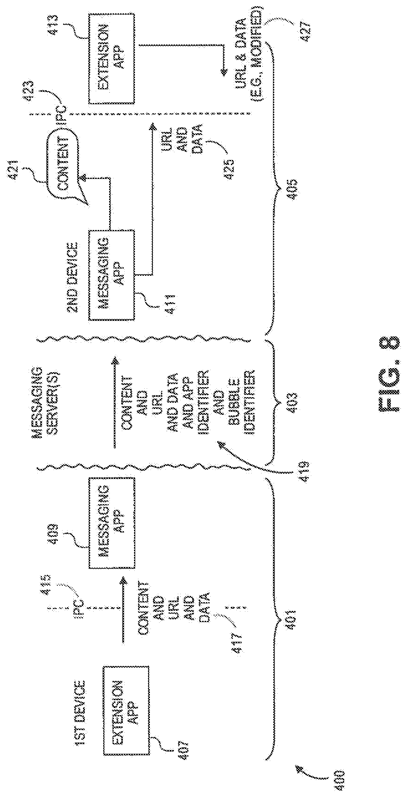 Patent US11778430 Figure 16 – Layers in messaging applications