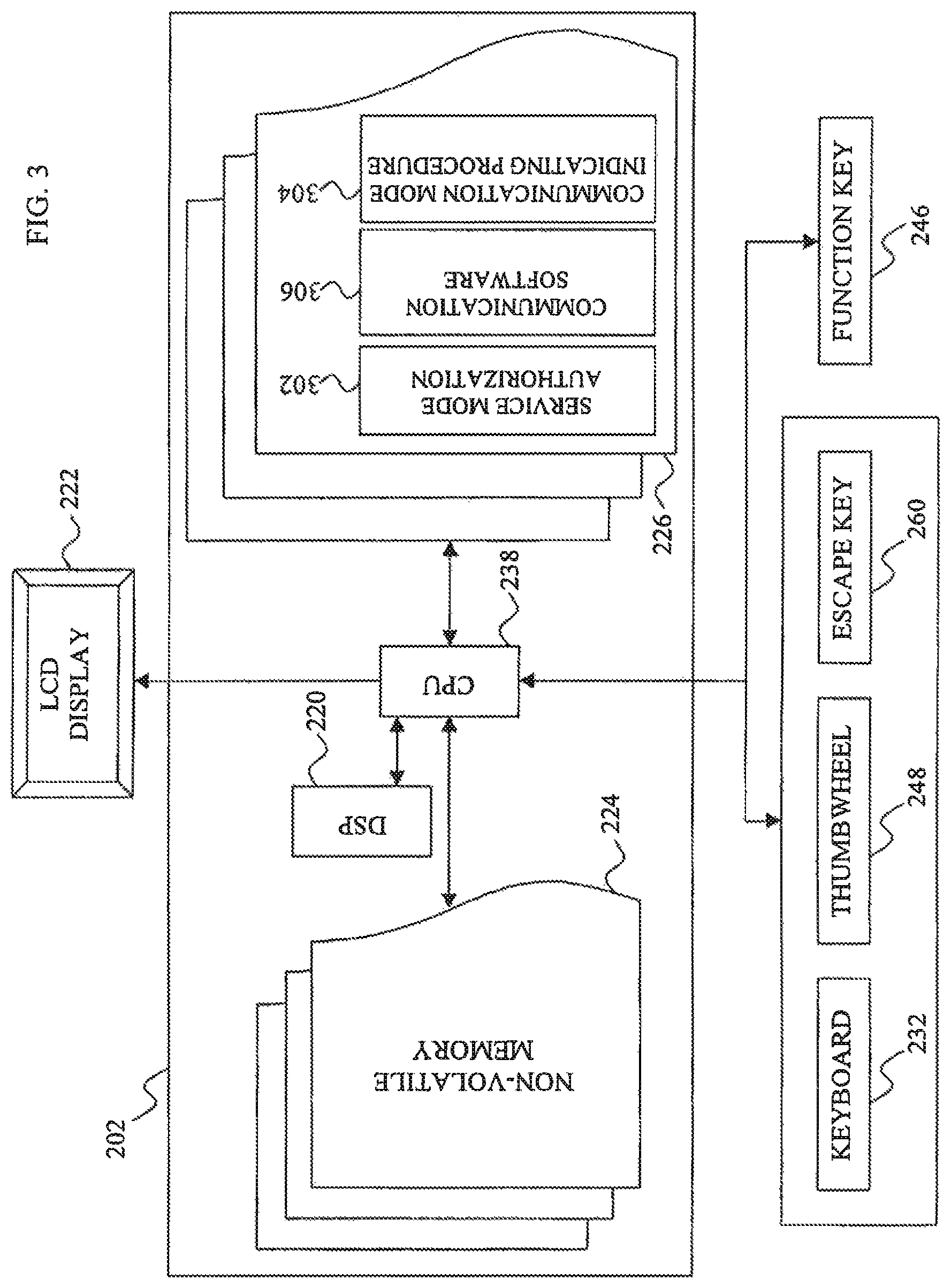 Patent US11778440 Figure 3 – Service mode display on a handheld communication device
