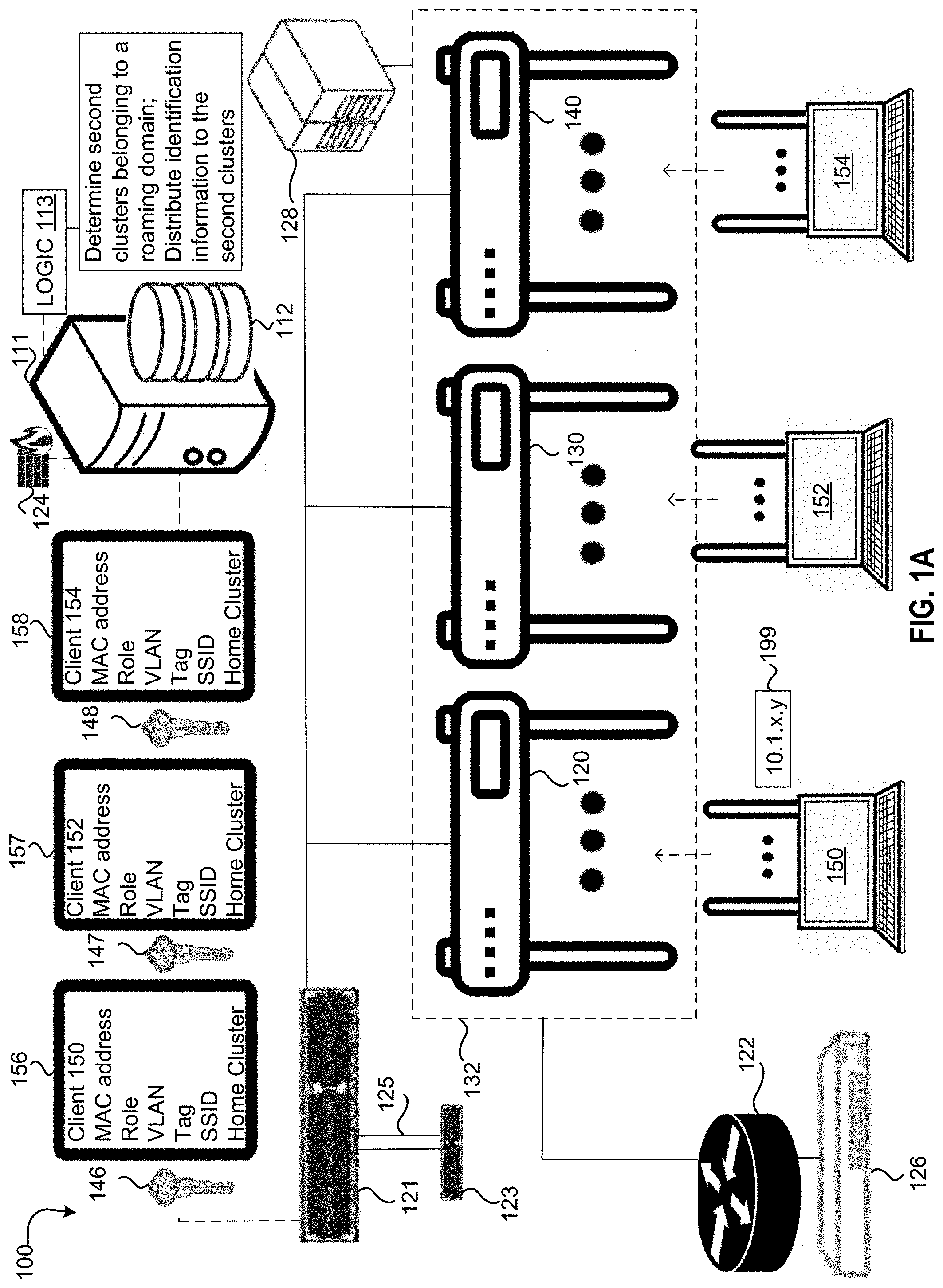 Patent US11778467 Figure 1 – Precaching precursor keys within a roaming domain of client devices
