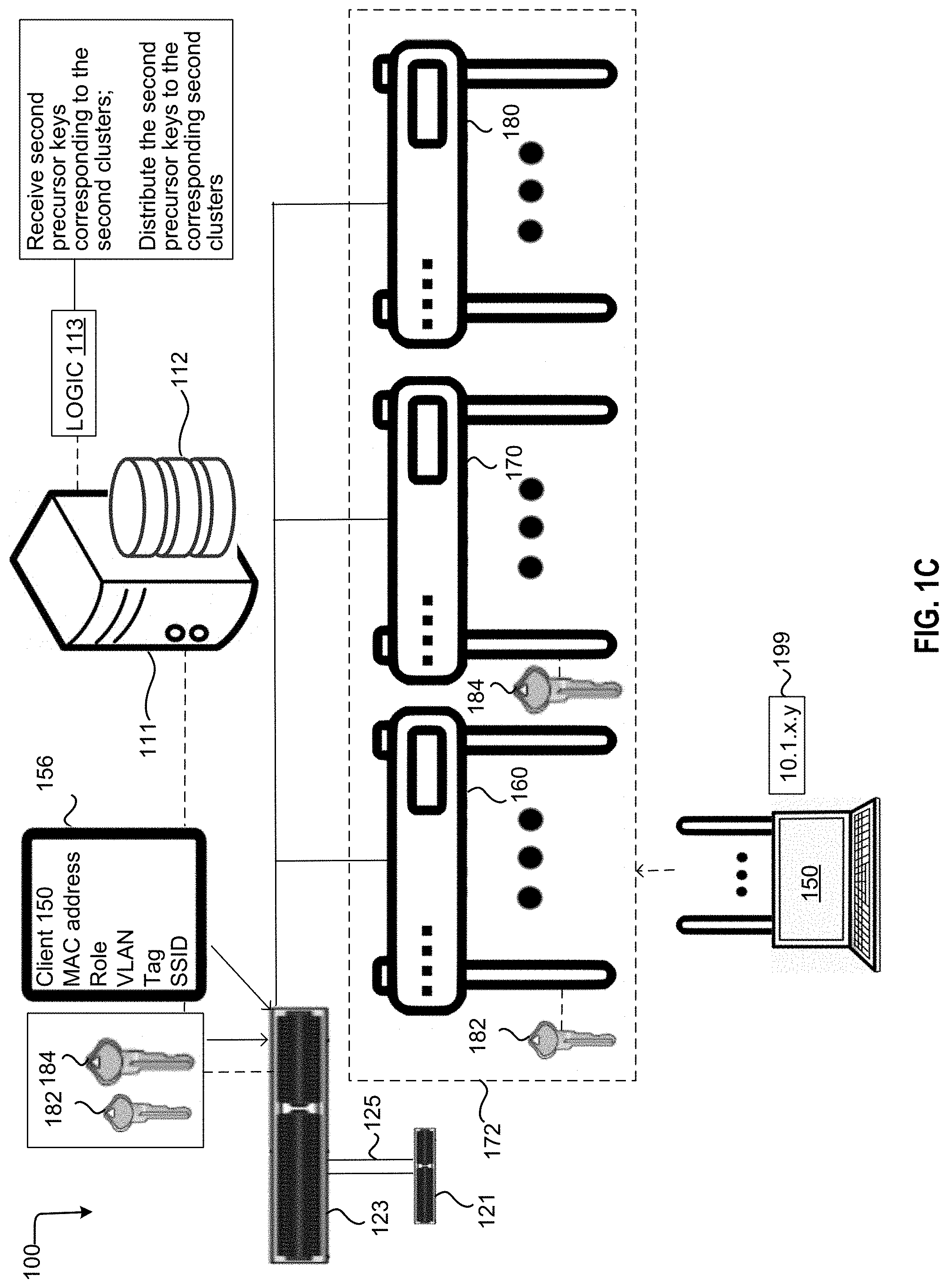 Patent US11778467 Figure 3 – Precaching precursor keys within a roaming domain of client devices