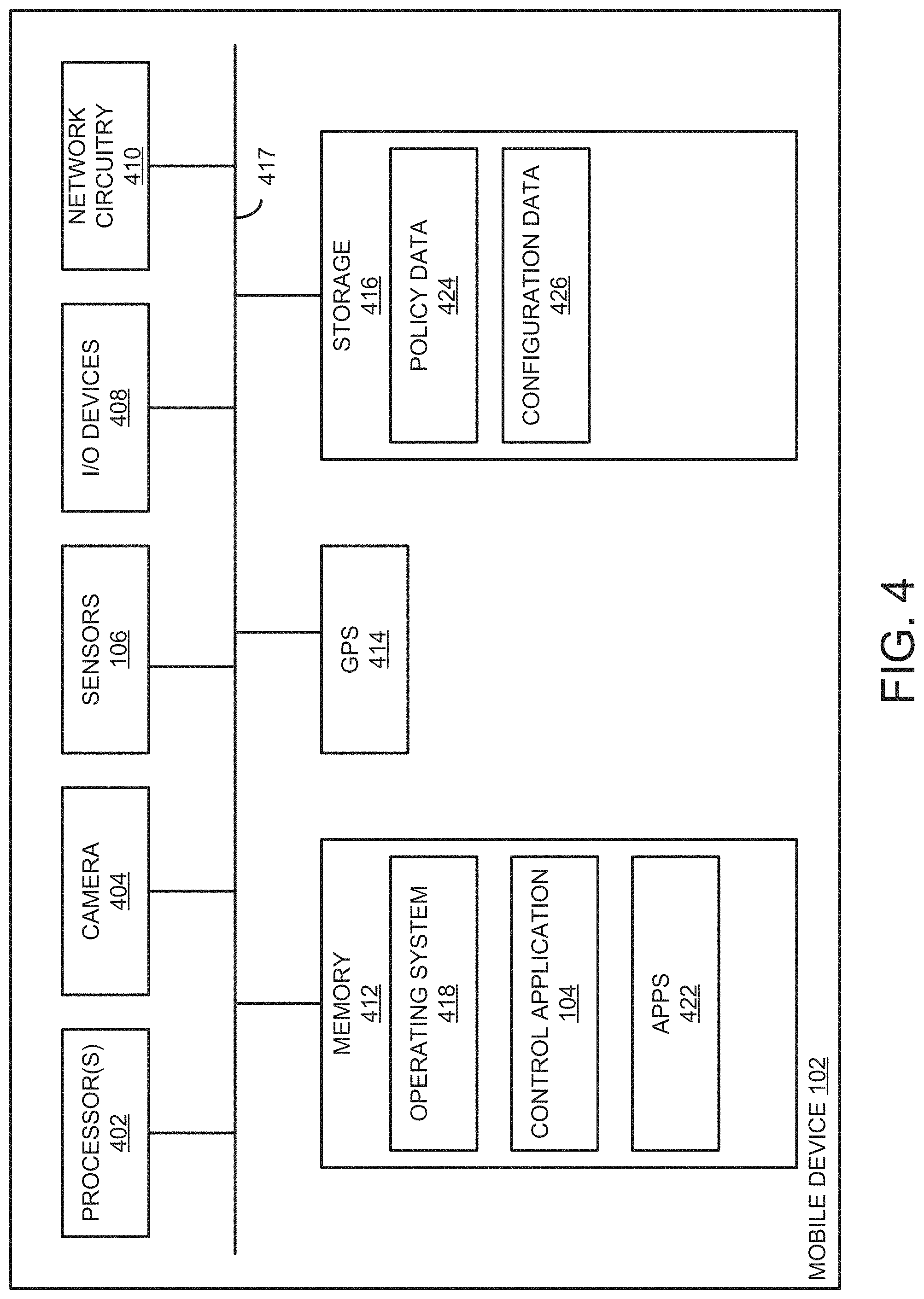 Patent US11778538 Figure 4 – Context-aware mobile device management
