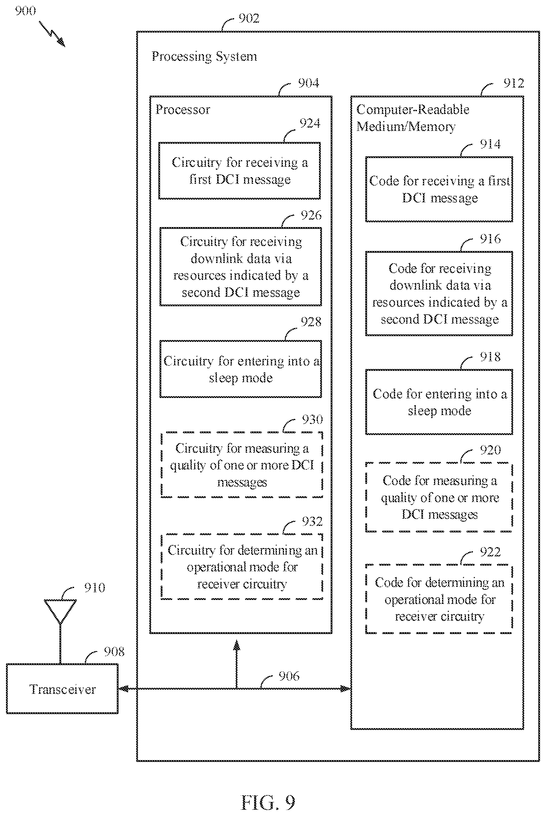 Patent US11778561 Figure 9 – Downlink control information (DCI) format for sleep configuration