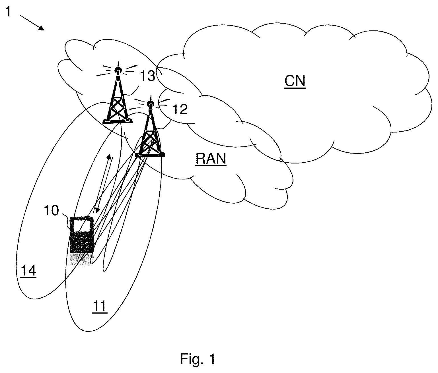 Patent US11778658 Figure 1 – Beam configuration indicating allowed beams during a state transition or initial access