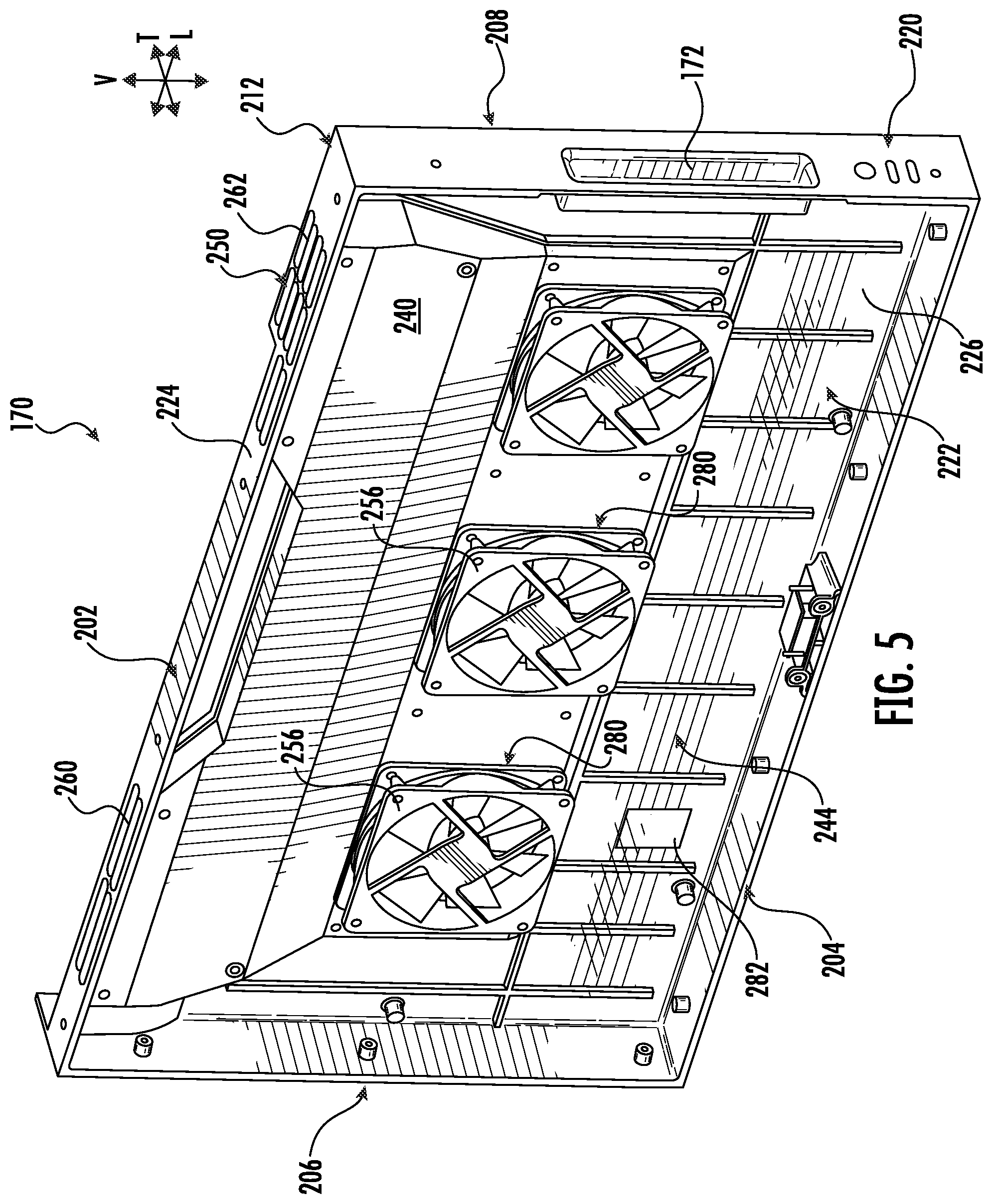 Patent US11778702 Figure 5 – Over-the-range microwave including cooling fans and method of operating an over-the-range microwave
