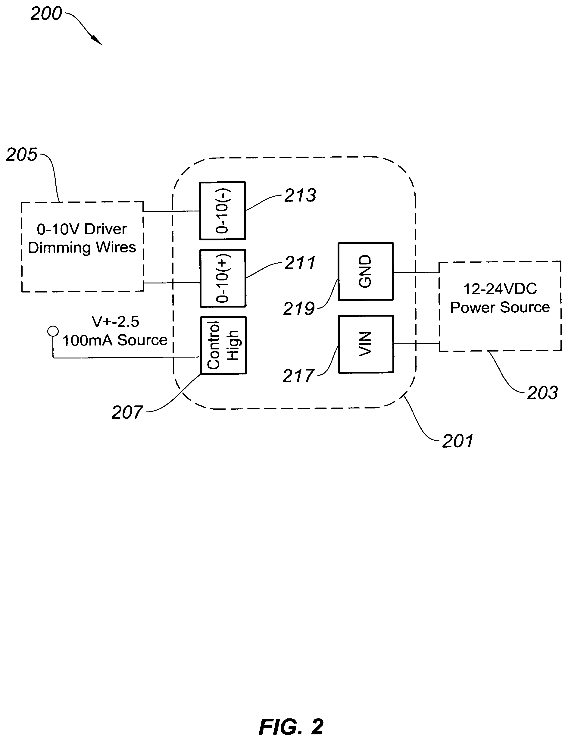 Patent US11778703 Figure 2 – Emergency lighting system with differential dimming