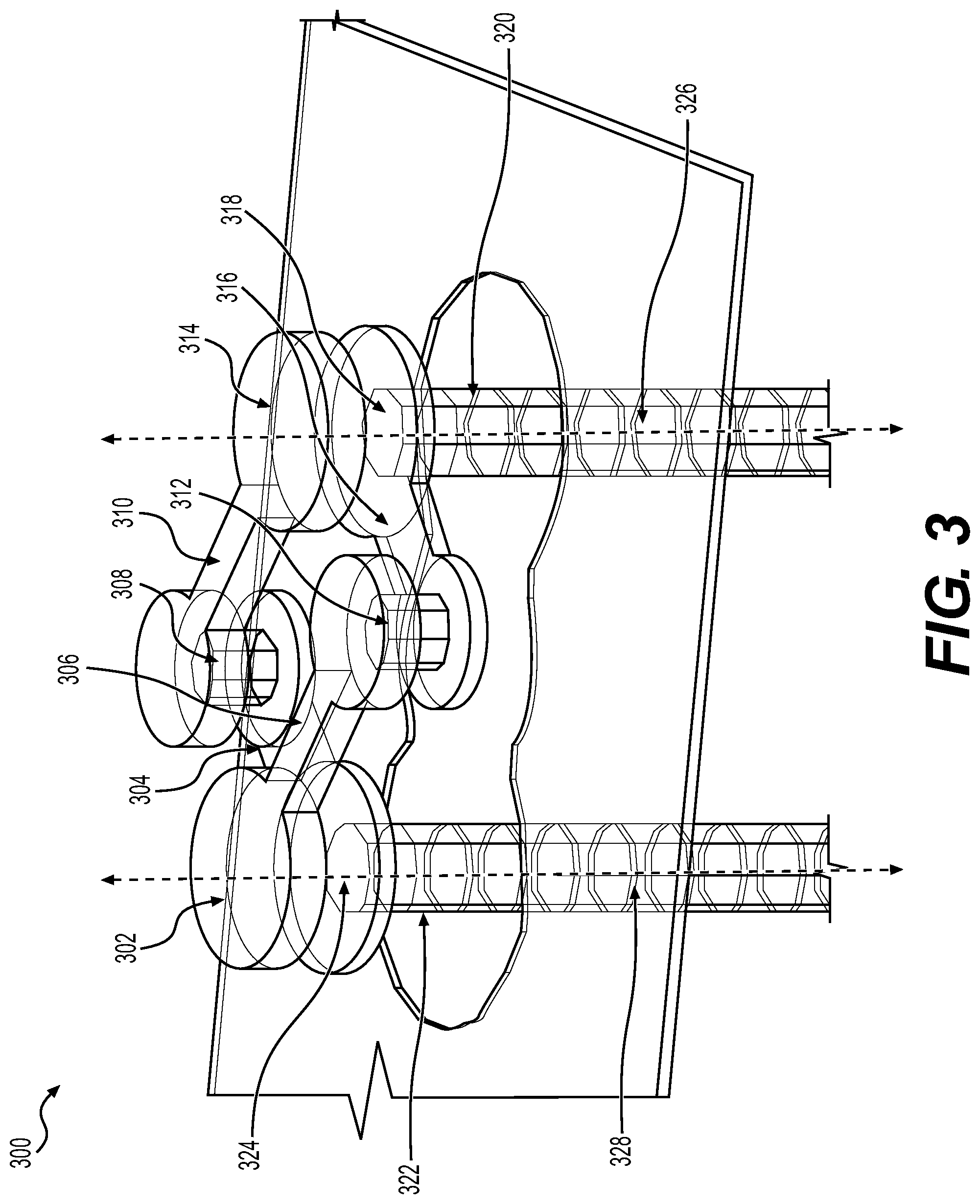 Patent US11778731 Figure 3 – Systems and methods for break out of interconnections for high-density integrated circuit packages on a multi-layer printed circuit board
