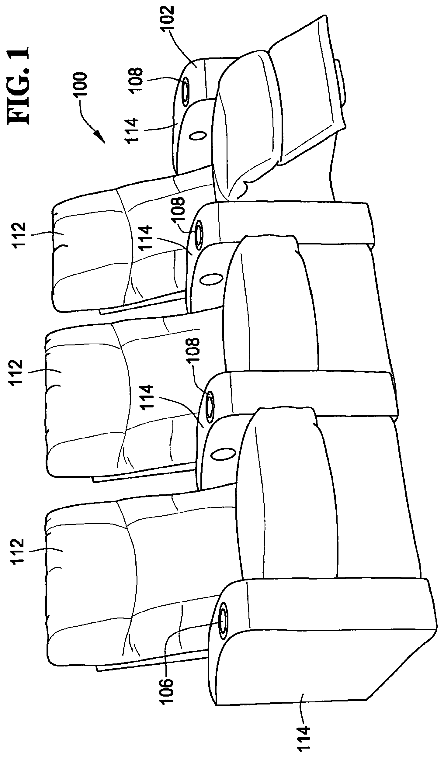 Patent US11778758 — Lighted cup holder for seating arrangements — Figure 1