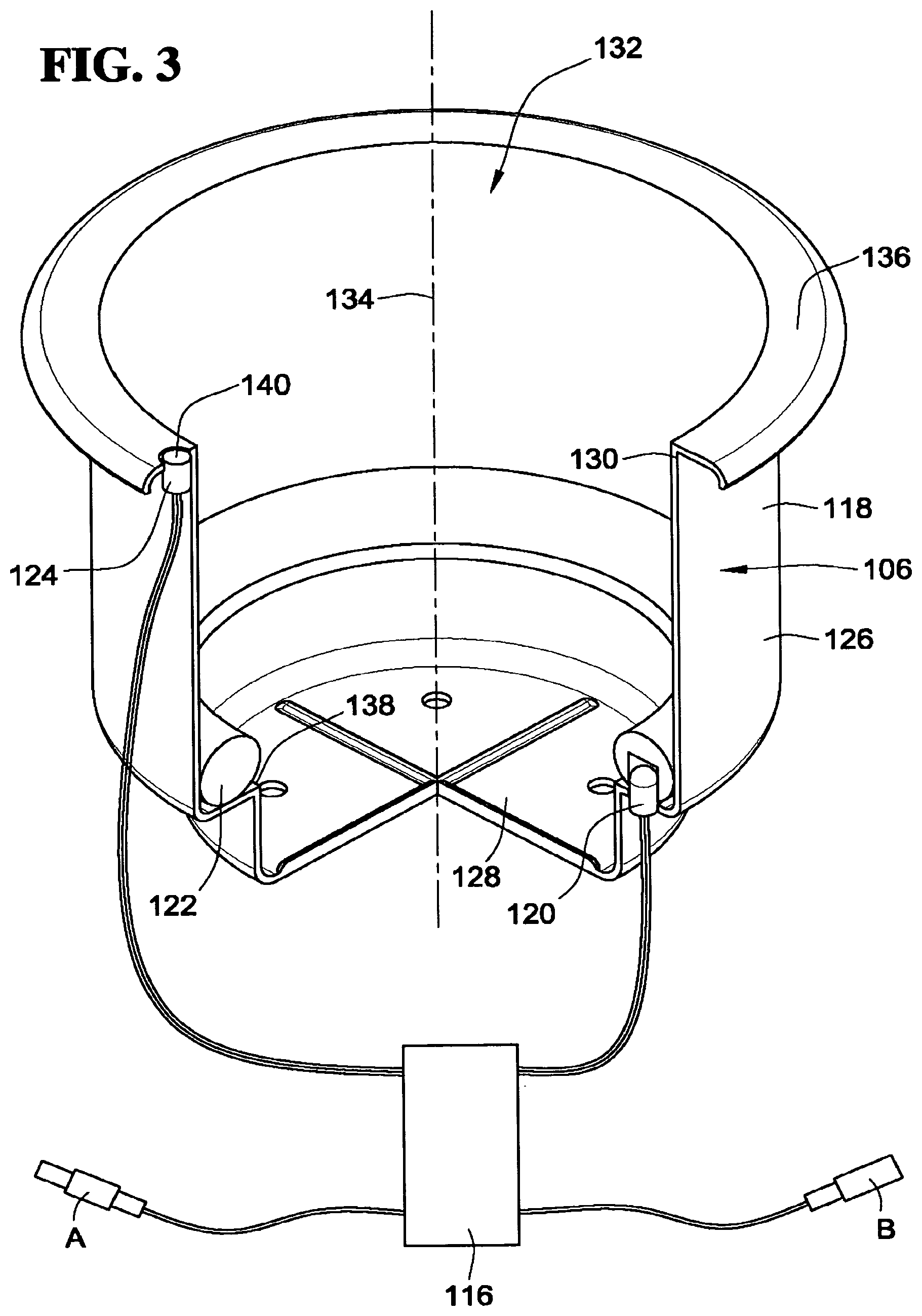 Patent US11778758 Figure 3 – Lighted cup holder for seating arrangements