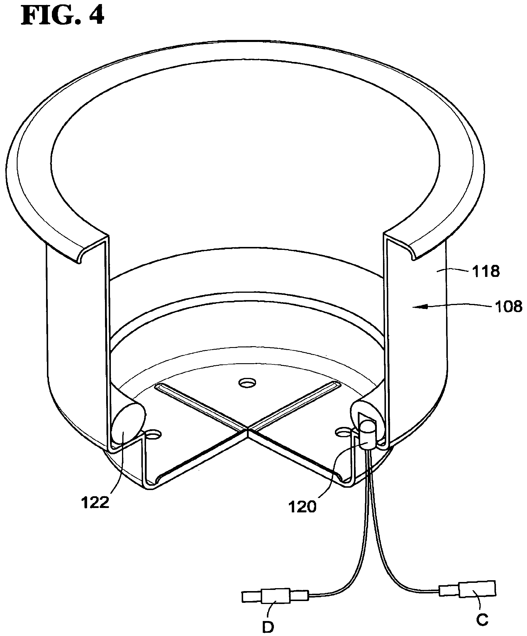 Patent US11778758 Figure 4 – Lighted cup holder for seating arrangements