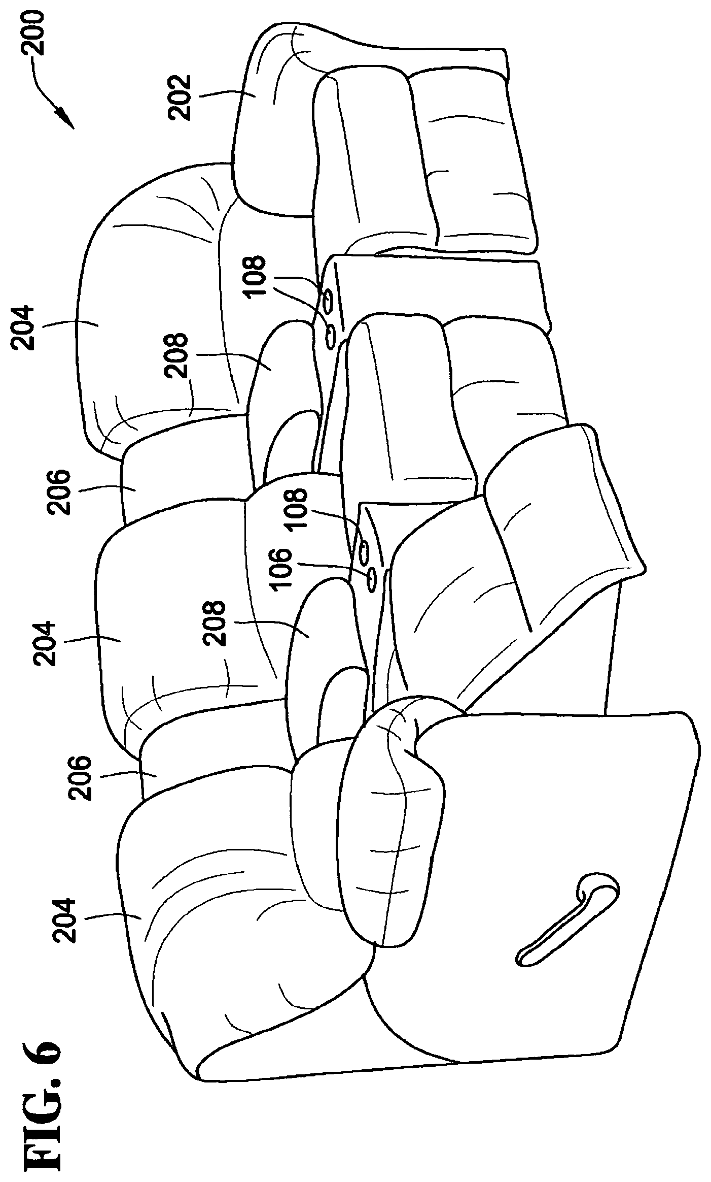 Patent US11778758 Figure 6 – Lighted cup holder for seating arrangements