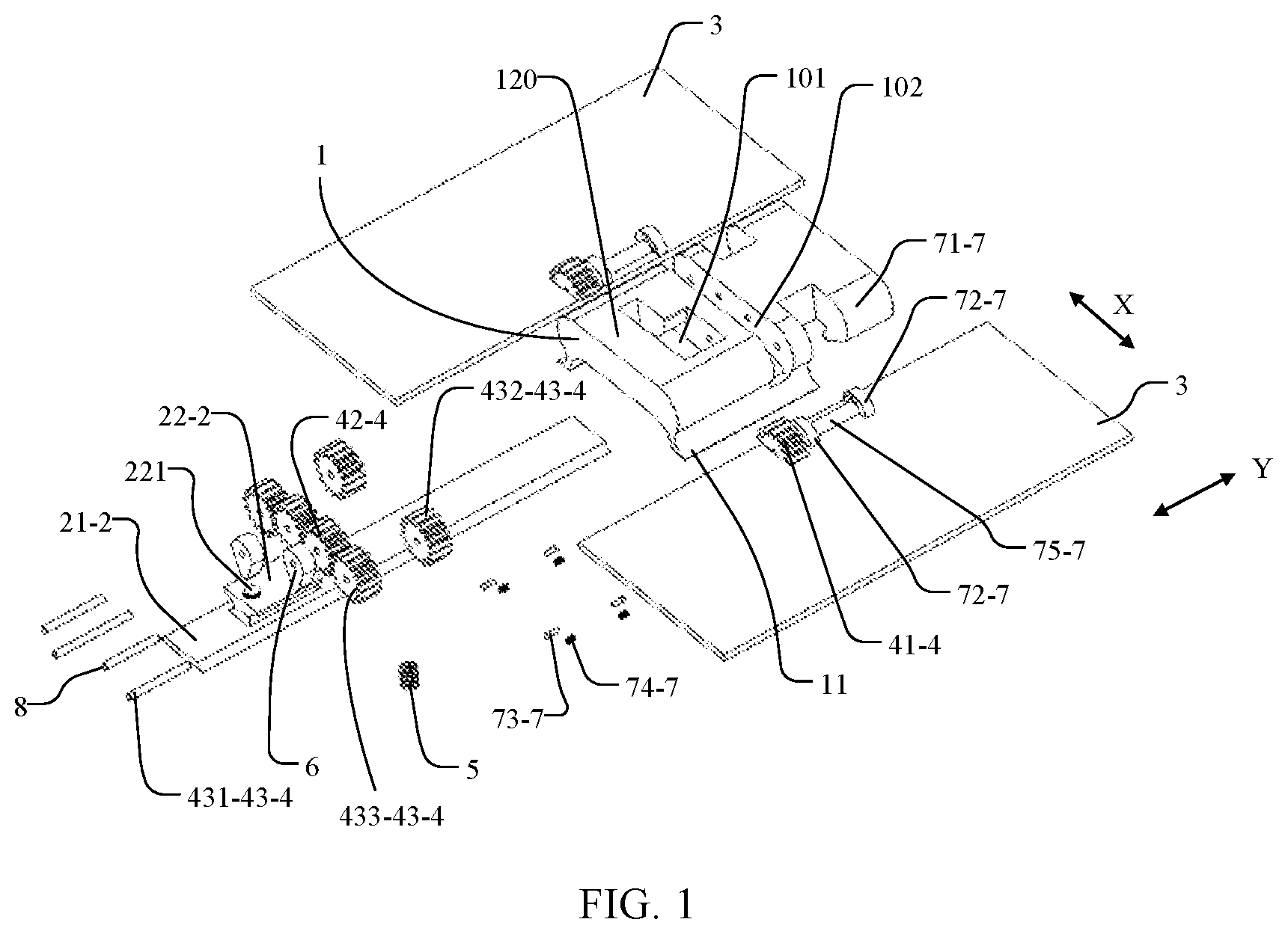Patent US11778764 Figure 1 – Folding device and display device