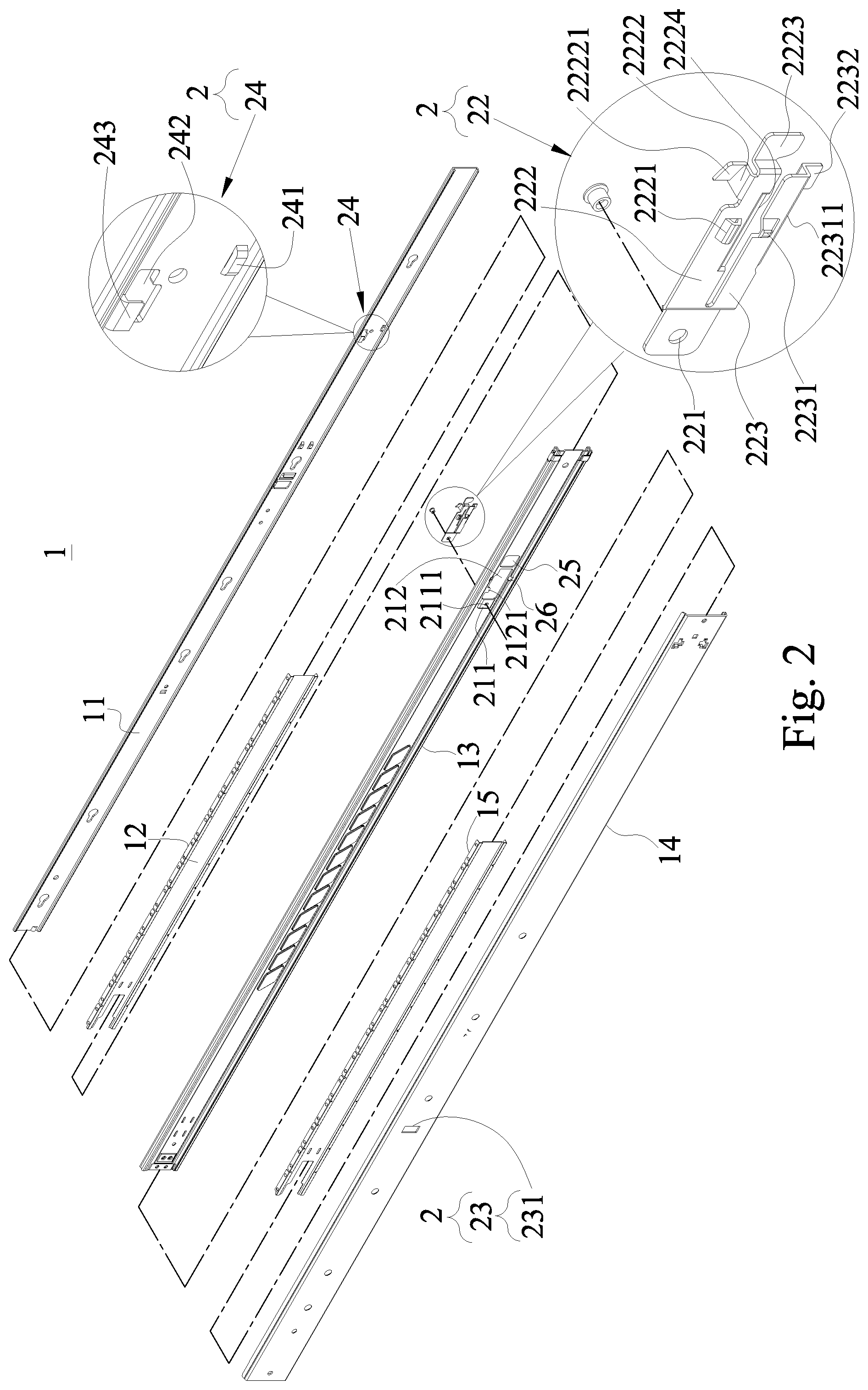 Patent US11778770 Figure 2 – Synchronizing and locking mechanism of server slide rail