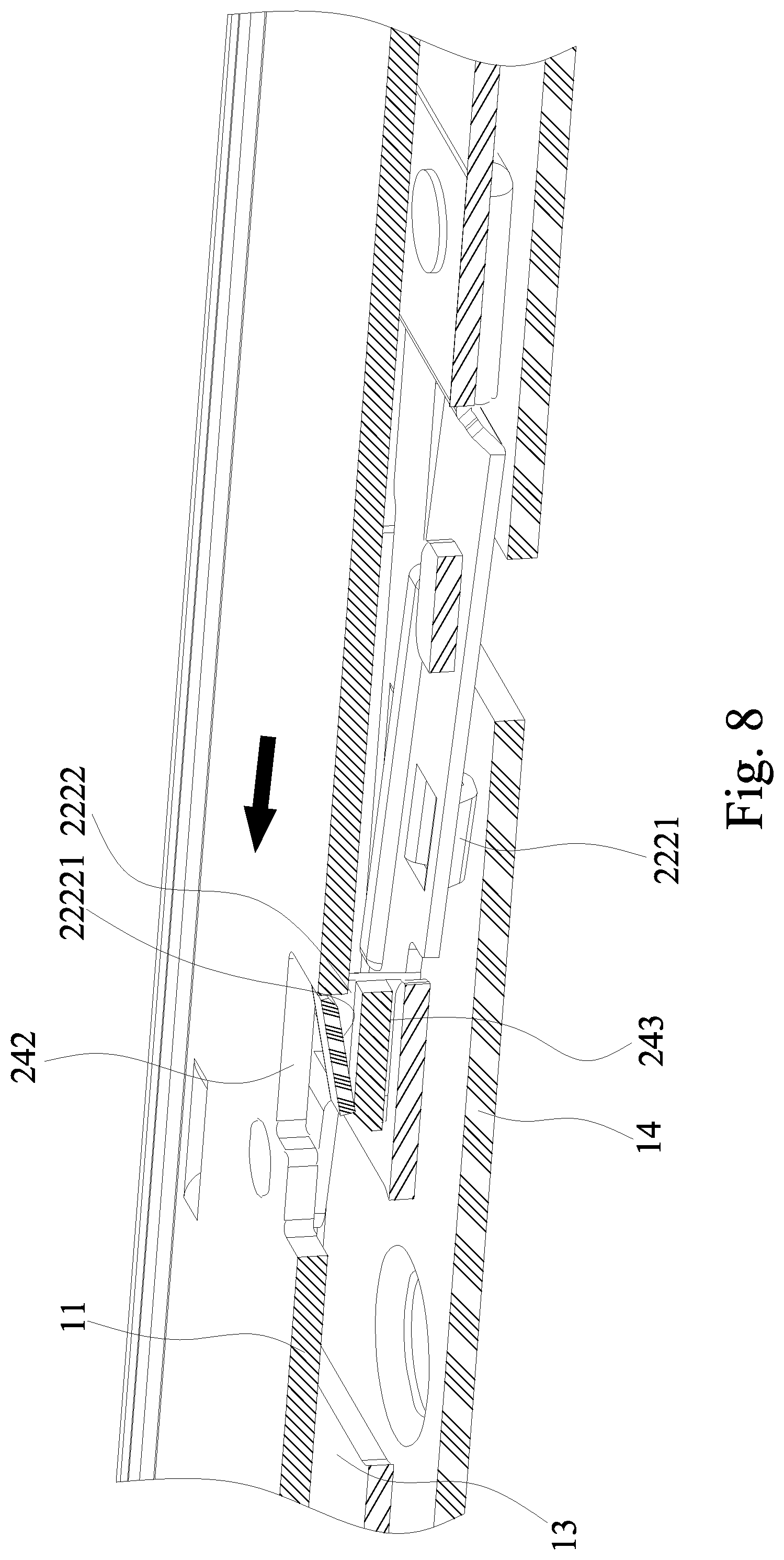Patent US11778770 Figure 8 – Synchronizing and locking mechanism of server slide rail