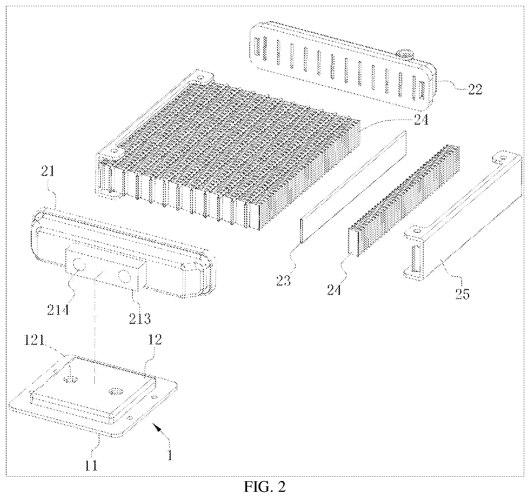 Patent US11778774 Figure 2 – Pumpless liquid-cooling heat dissipator