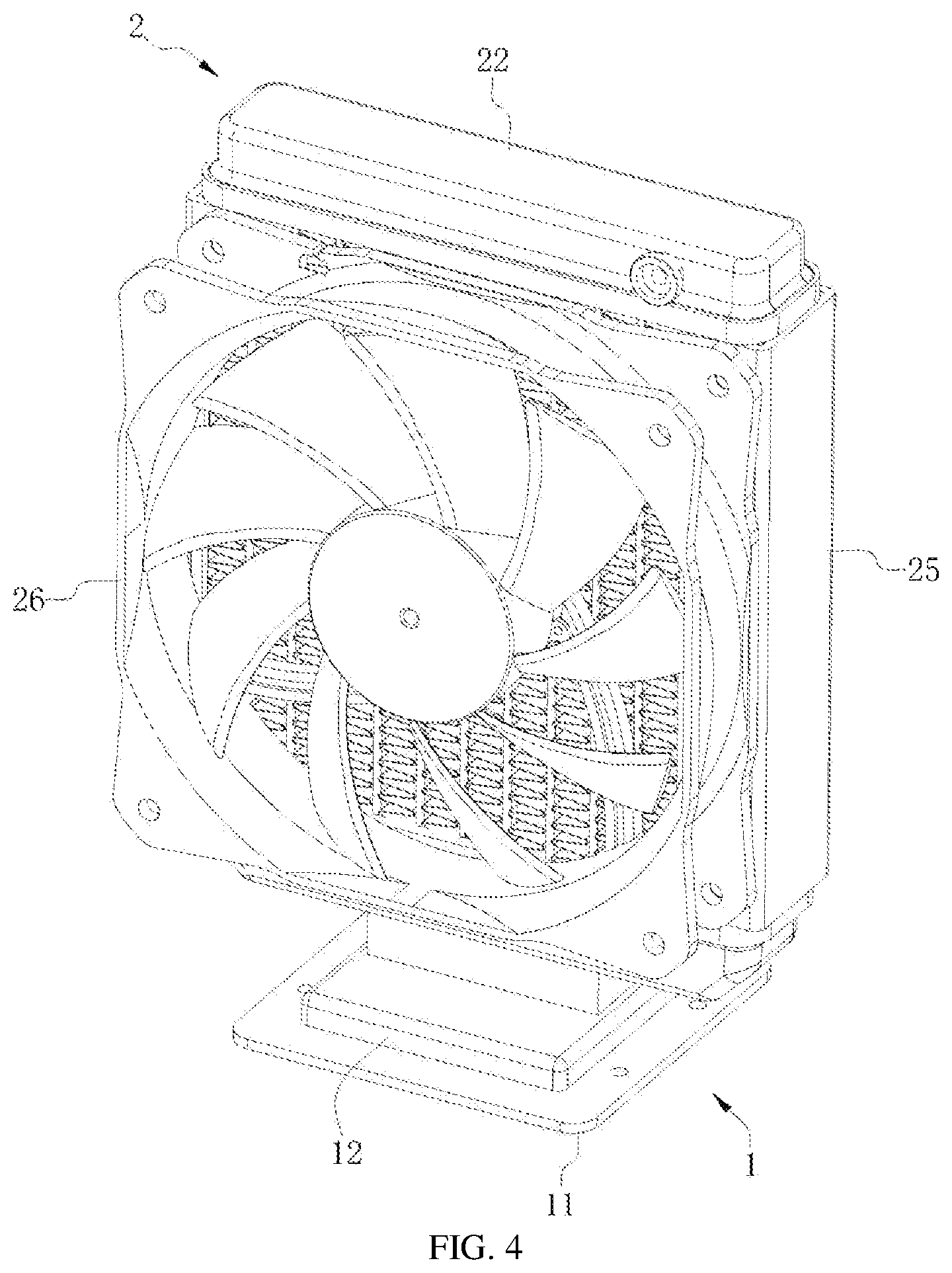 Patent US11778774 Figure 4 – Pumpless liquid-cooling heat dissipator