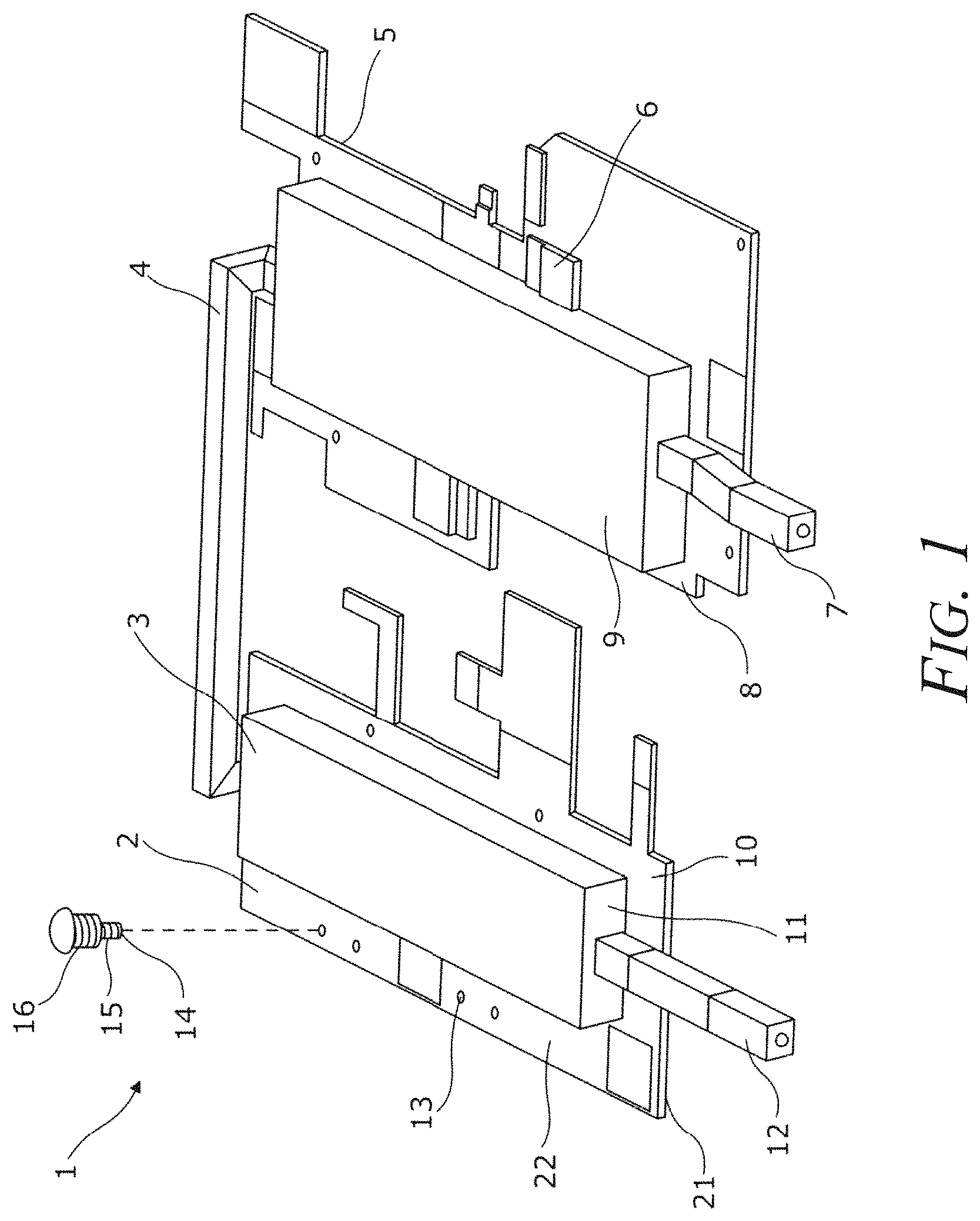 Patent US11778775 — Cooling device and method of manufacturing the same — Figure 1