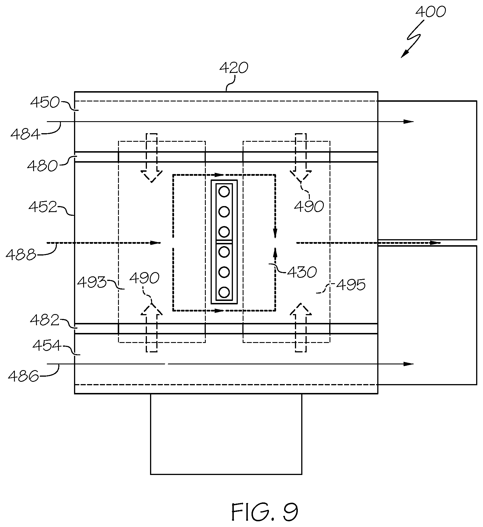 Patent US11778793 Figure 9 – Systems including an integrated power module with vias and methods of forming the same