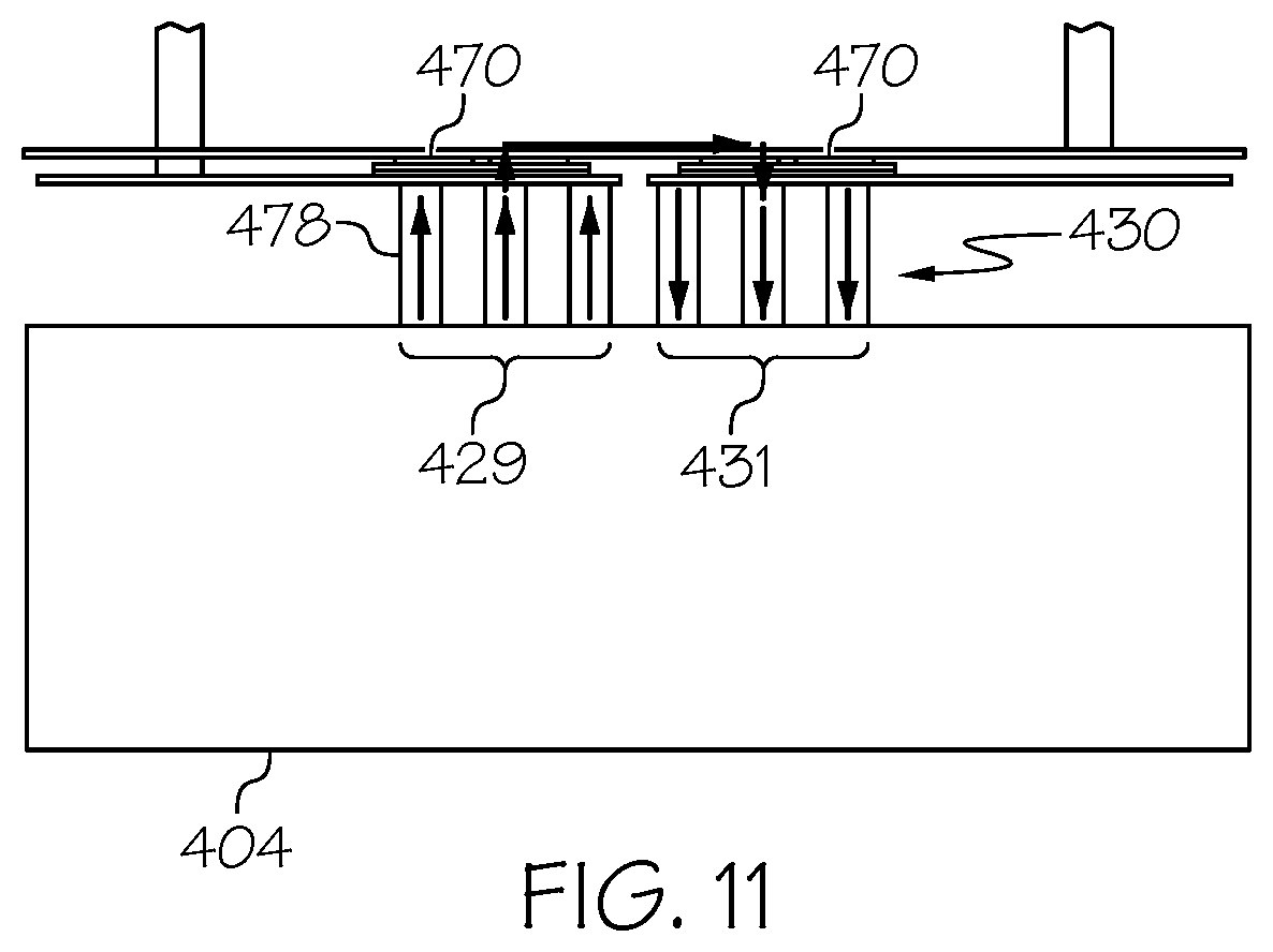 Patent US11778793 Figure 11 – Systems including an integrated power module with vias and methods of forming the same