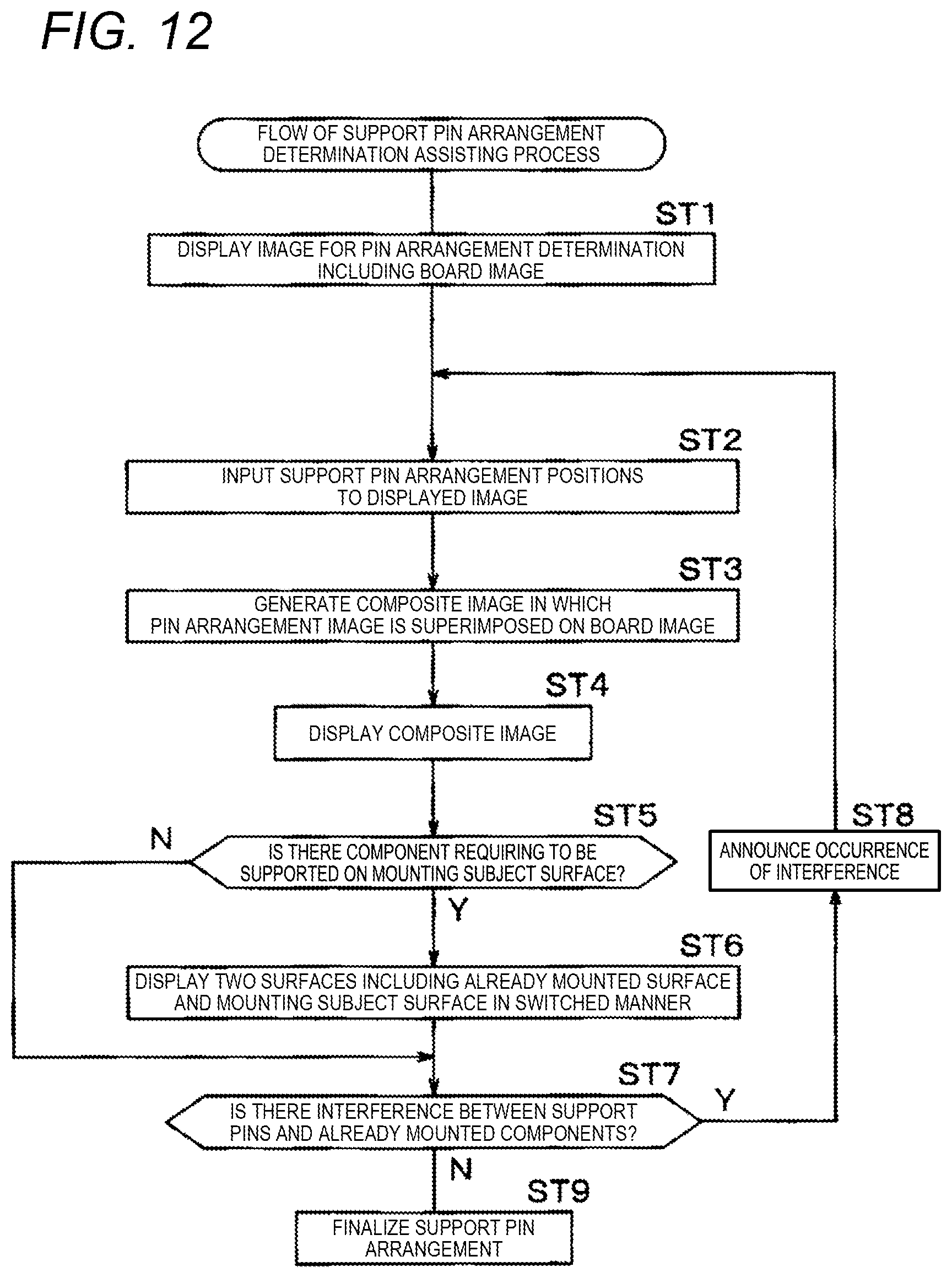 Patent US11778796 Figure 12 – Support pin arrangement determination assisting apparatus
