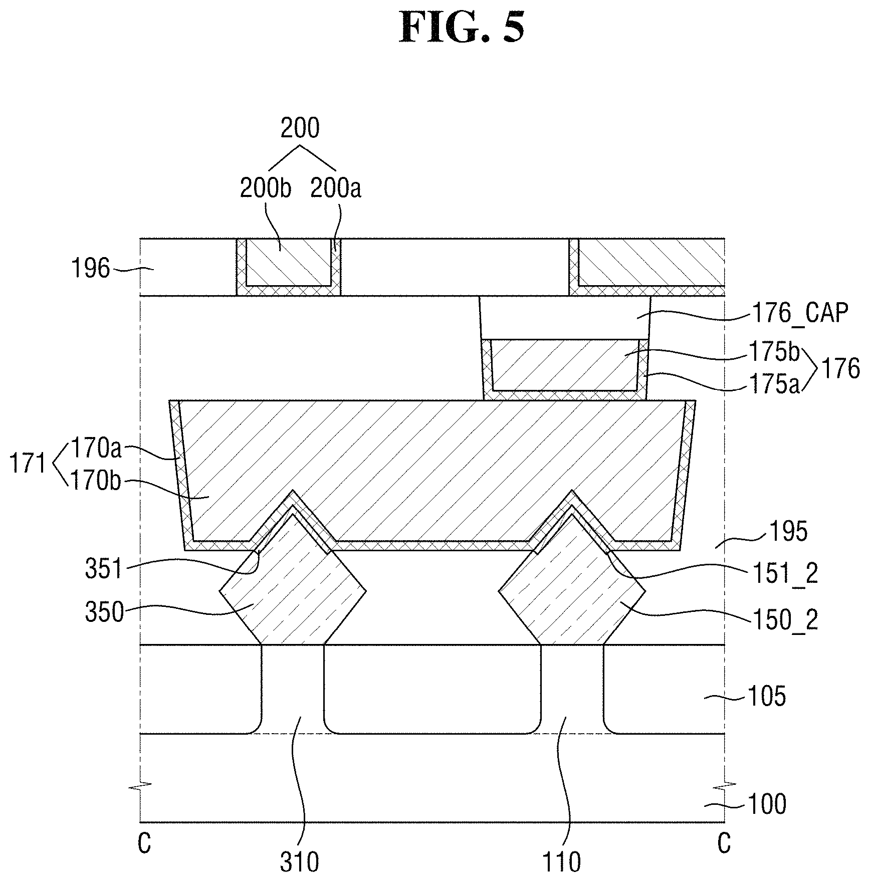 Patent US11778801 Figure 5 – Semiconductor device having a node capping pattern and a gate capping pattern