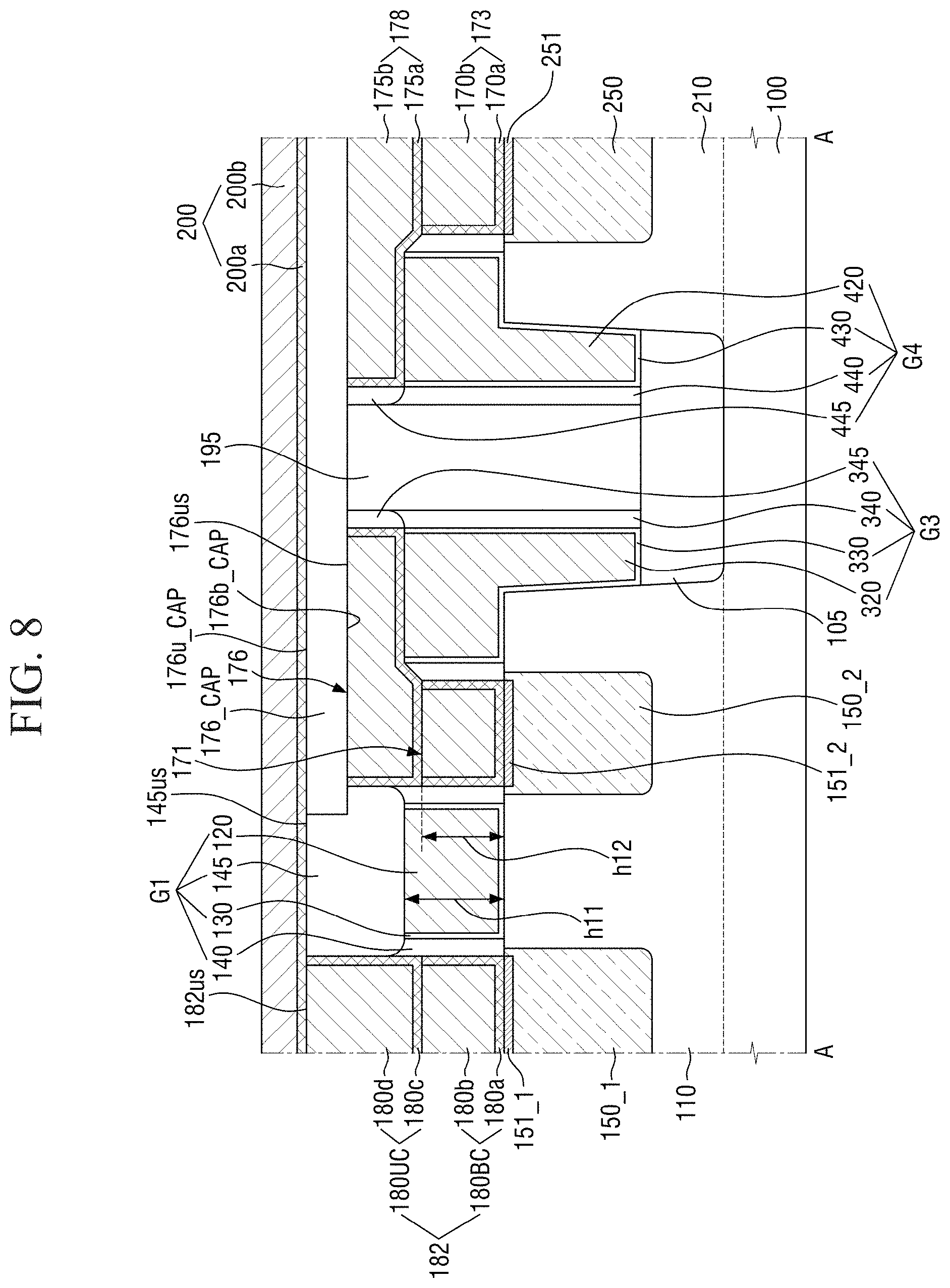 Patent US11778801 Figure 8 – Semiconductor device having a node capping pattern and a gate capping pattern