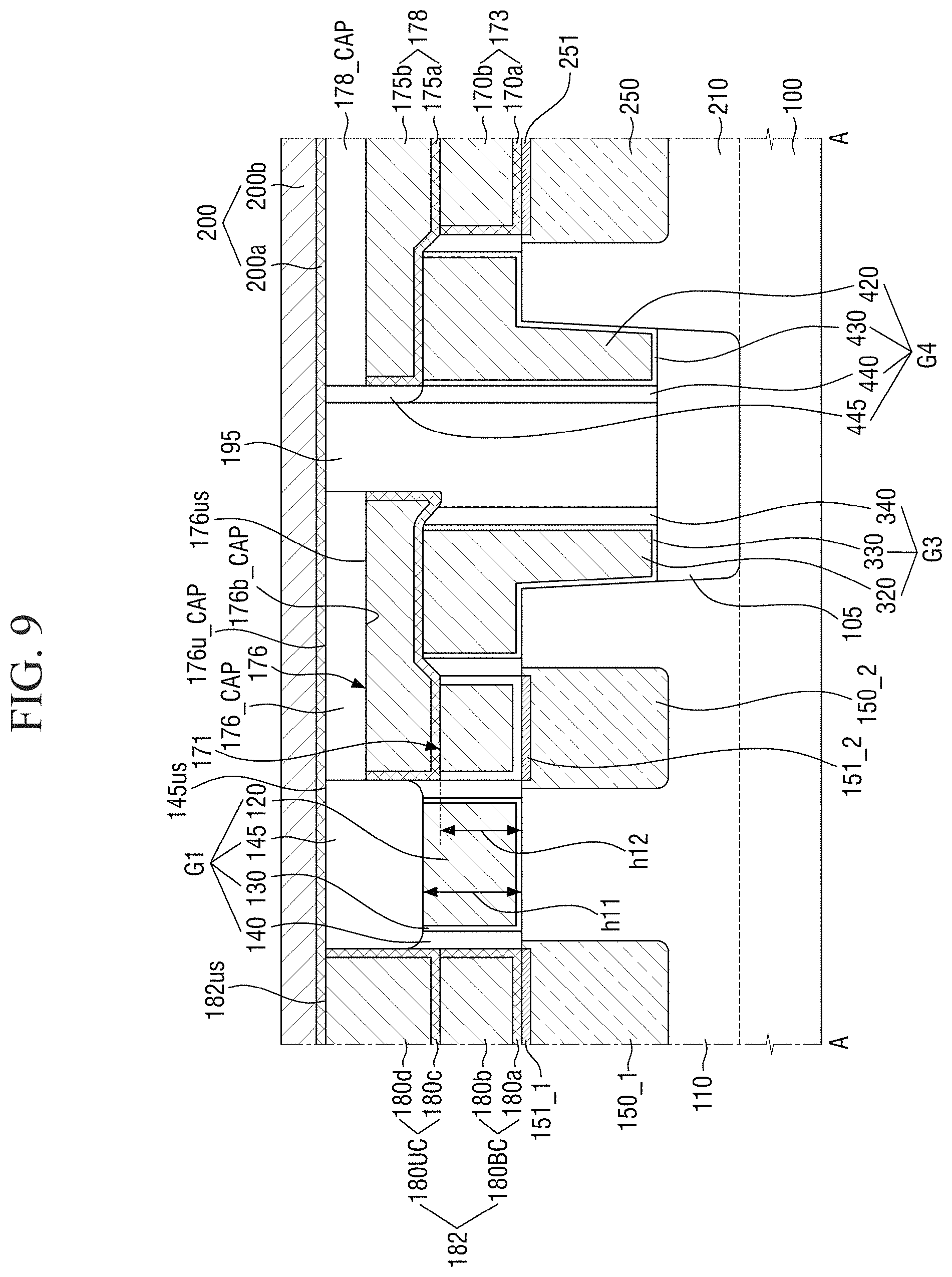 Patent US11778801 Figure 9 – Semiconductor device having a node capping pattern and a gate capping pattern
