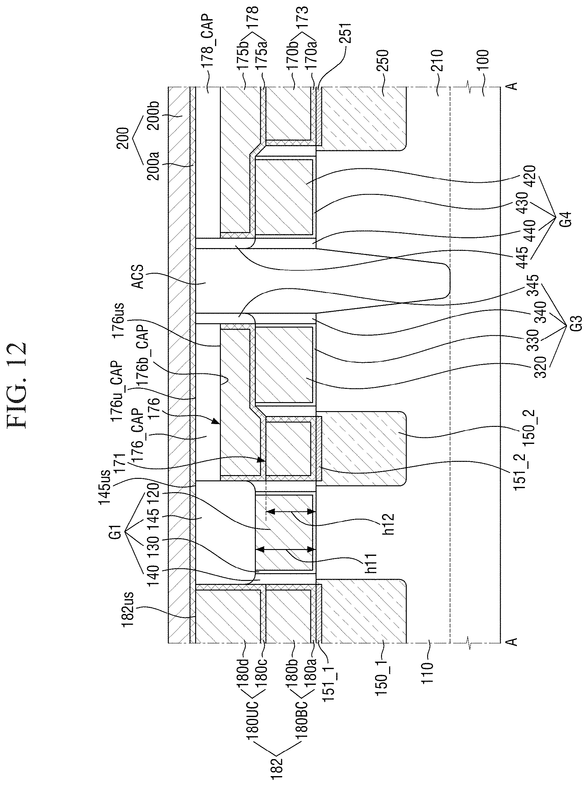 Patent US11778801 Figure 12 – Semiconductor device having a node capping pattern and a gate capping pattern
