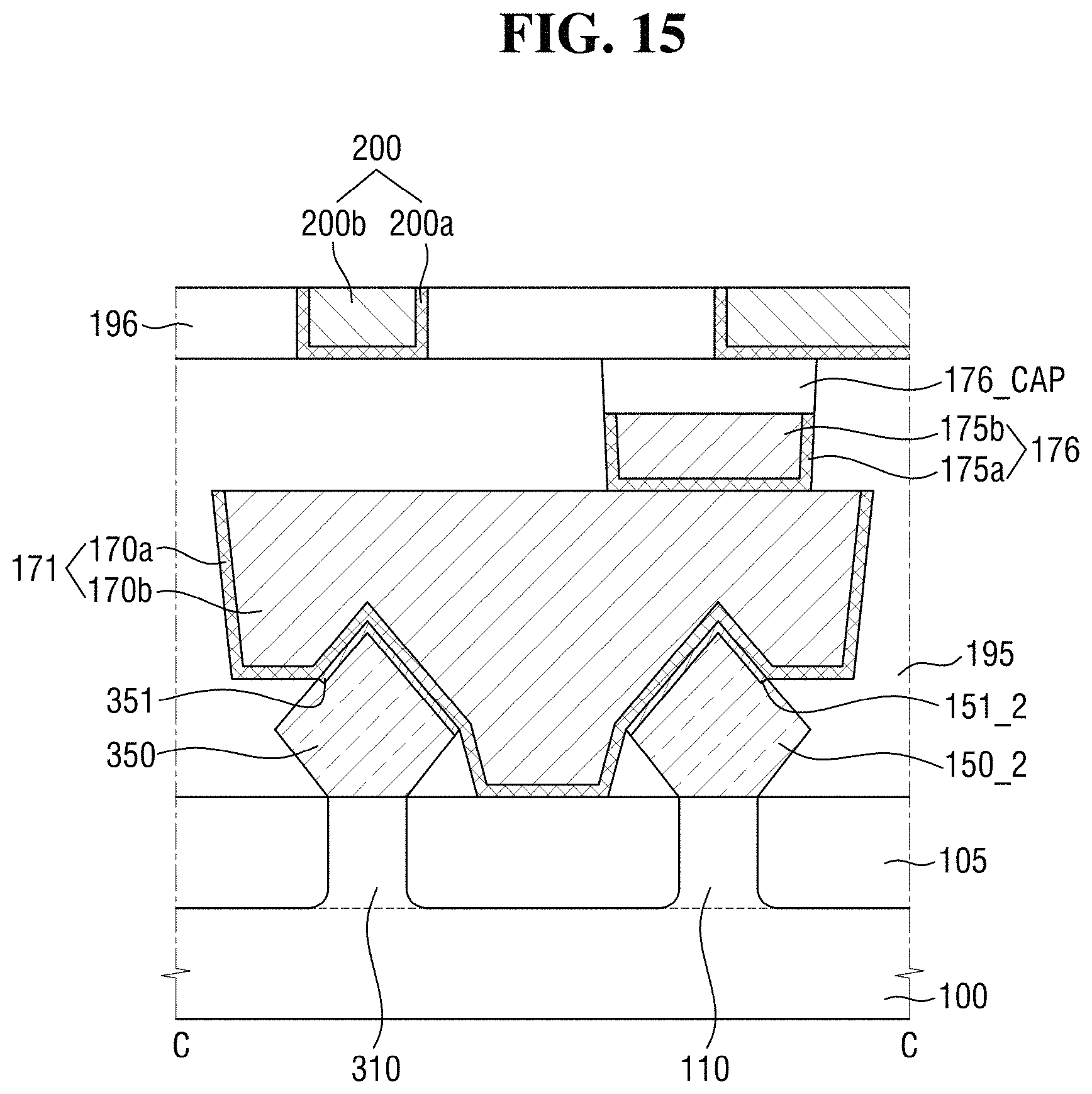 Patent US11778801 Figure 15 – Semiconductor device having a node capping pattern and a gate capping pattern