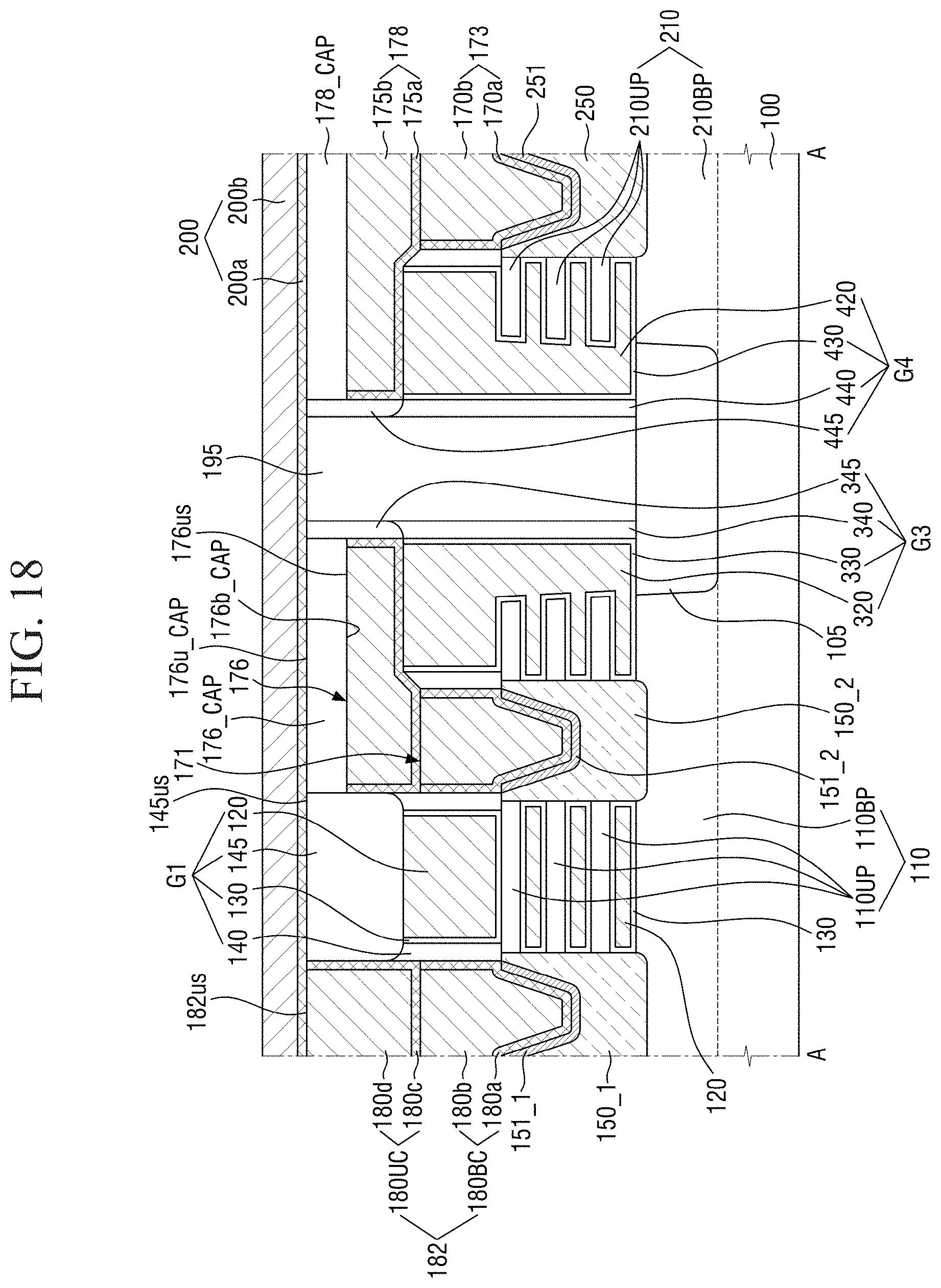 Patent US11778801 Figure 18 – Semiconductor device having a node capping pattern and a gate capping pattern