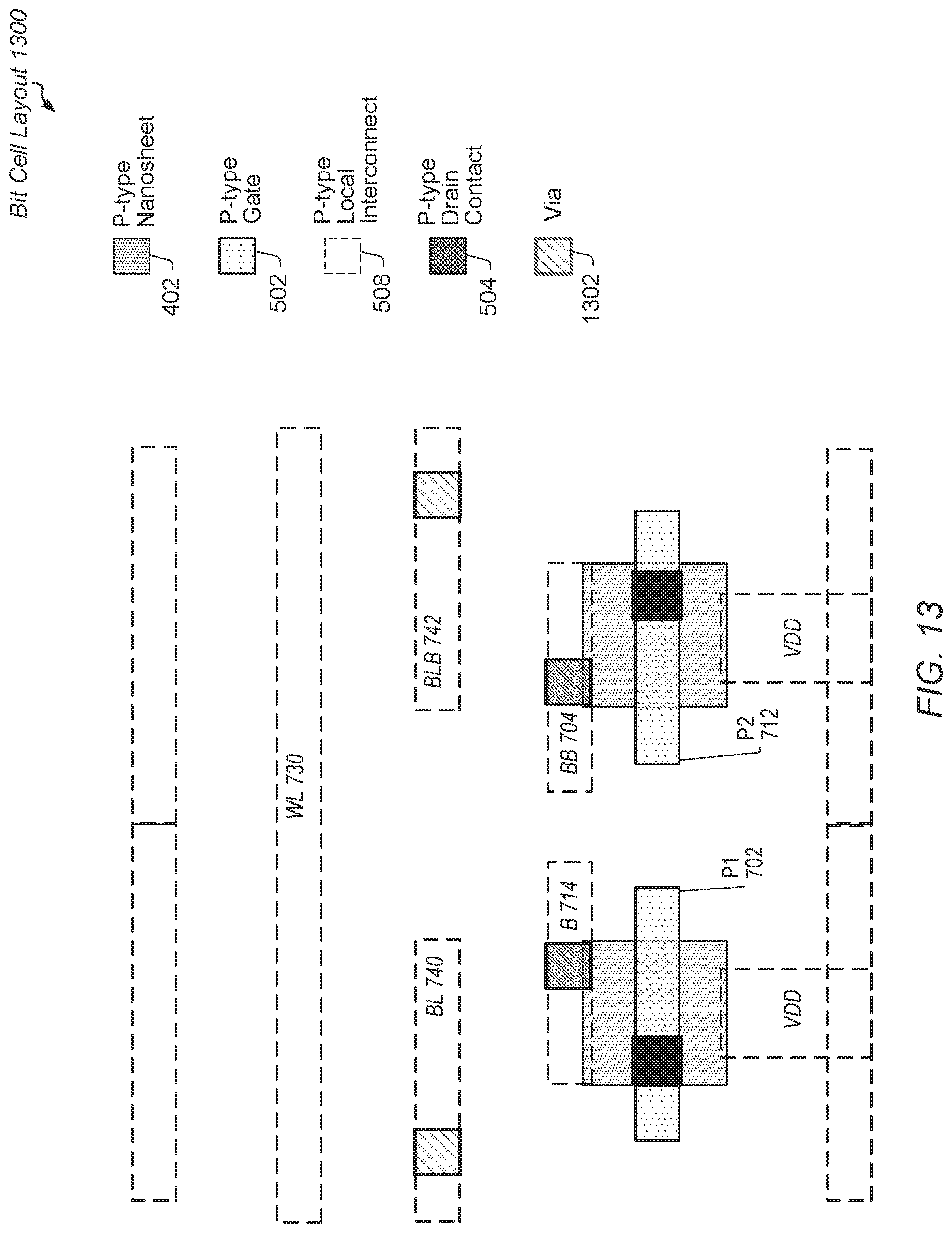 Patent US11778803 Figure 13 – Cross FET SRAM cell layout