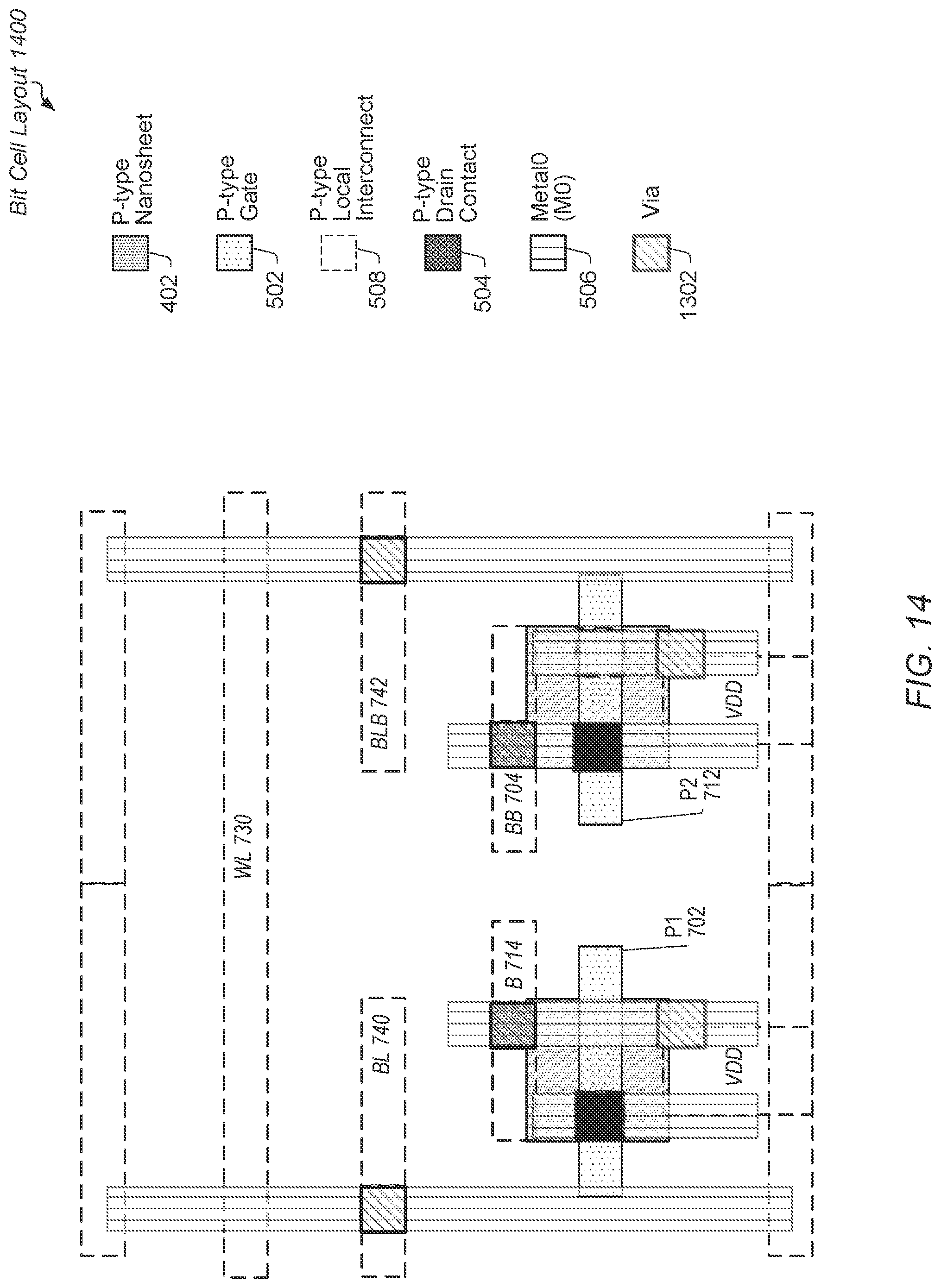 Patent US11778803 Figure 14 – Cross FET SRAM cell layout