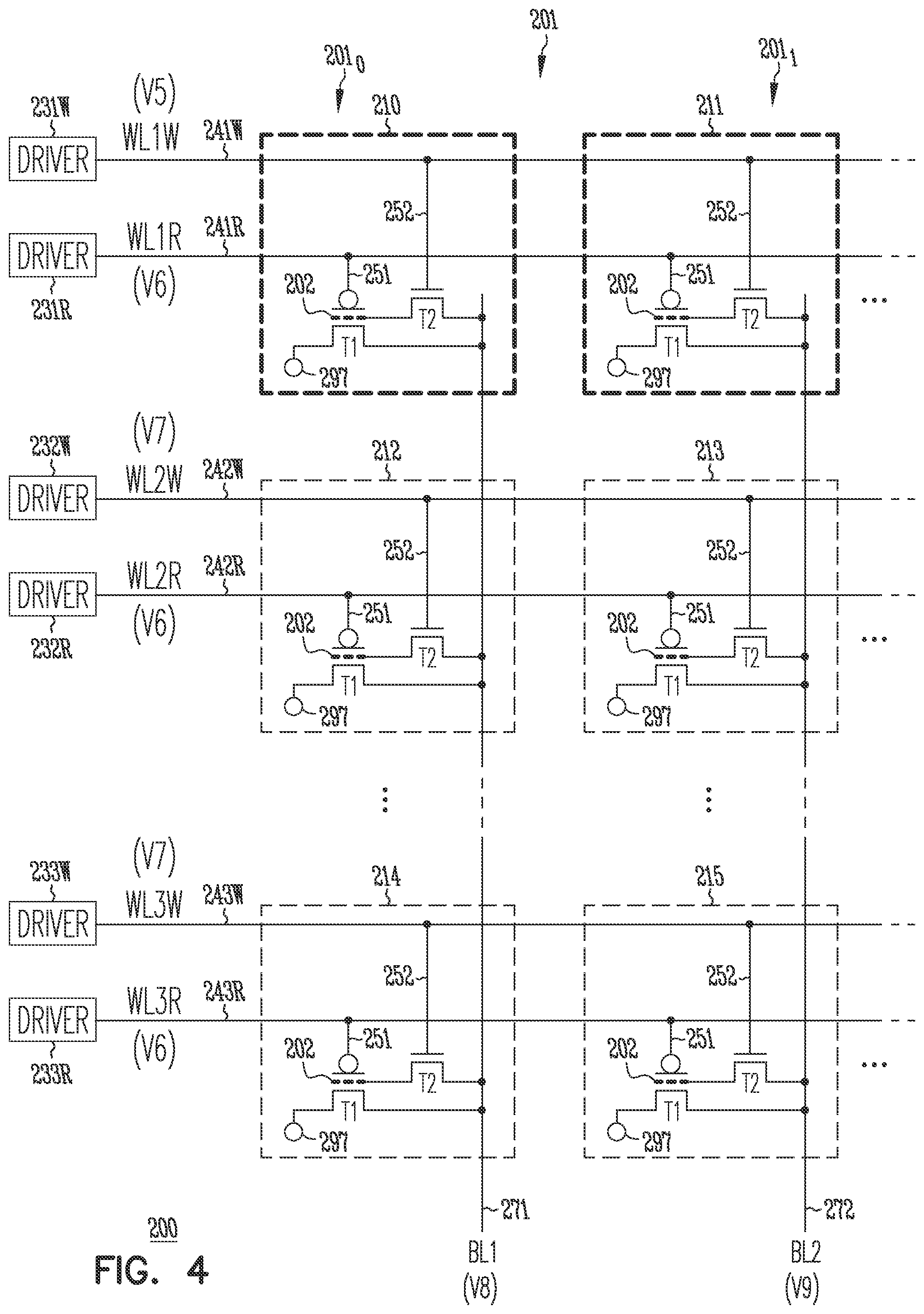 Patent US11778806 Figure 4 – Memory device having 2-transistor vertical memory cell and separate read and write gates