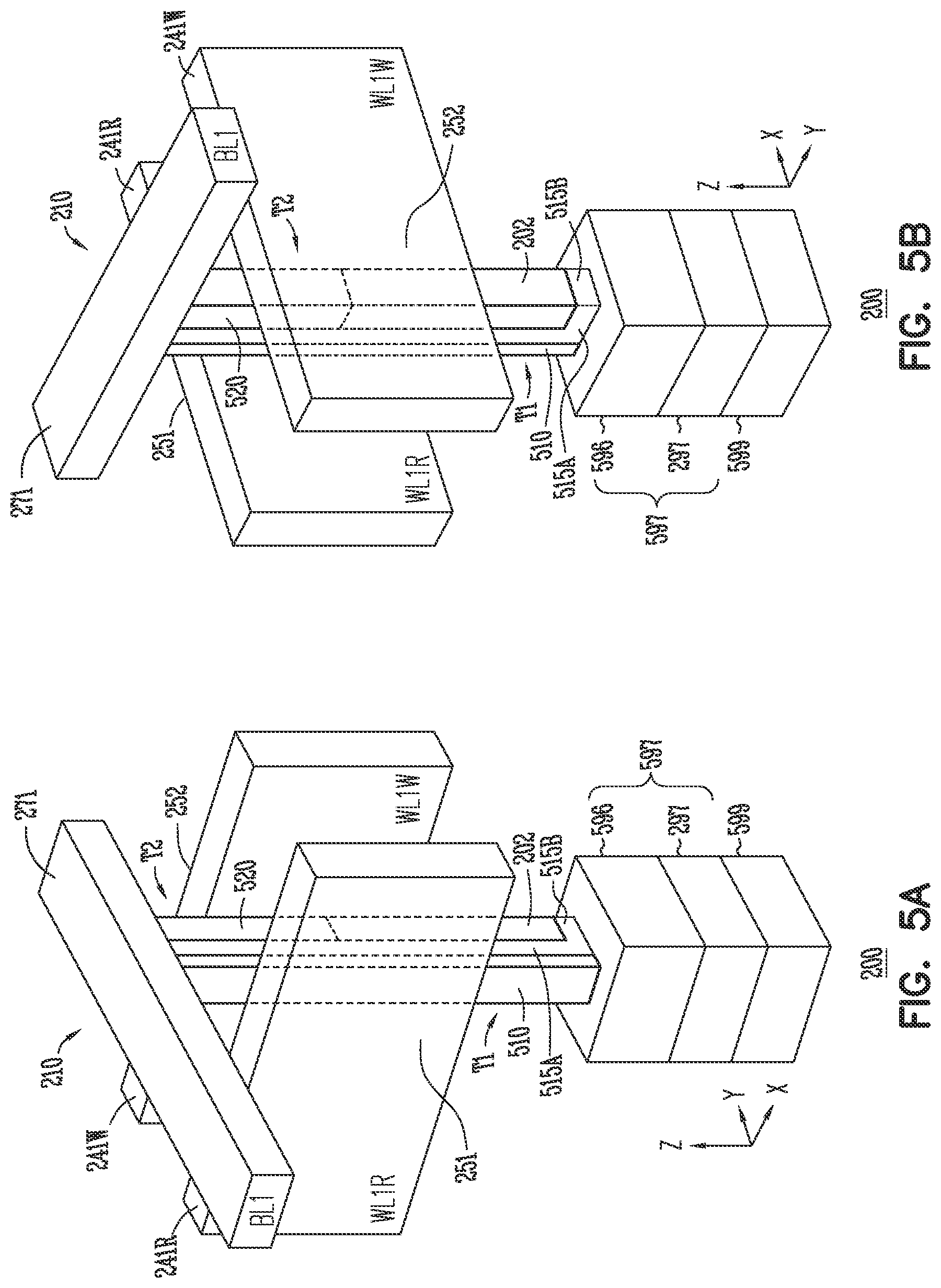 Patent US11778806 Figure 5 – Memory device having 2-transistor vertical memory cell and separate read and write gates