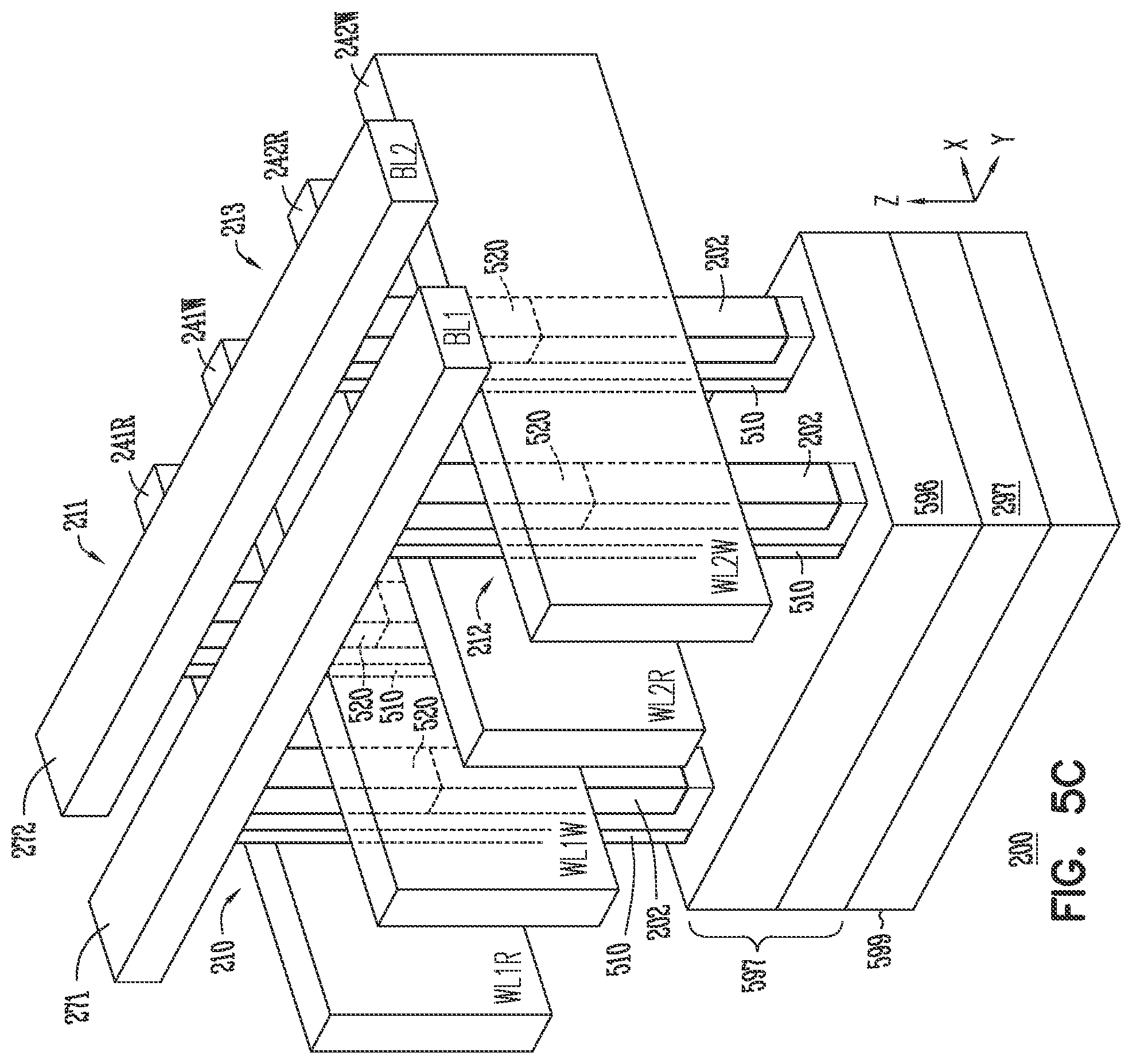 Patent US11778806 Figure 6 – Memory device having 2-transistor vertical memory cell and separate read and write gates