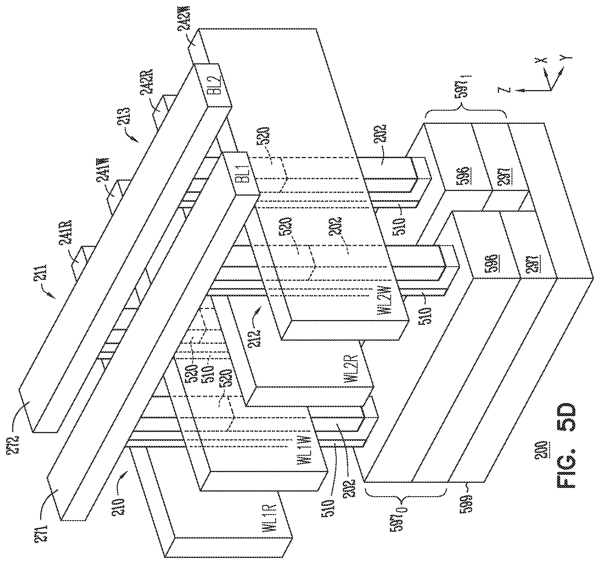Patent US11778806 Figure 7 – Memory device having 2-transistor vertical memory cell and separate read and write gates