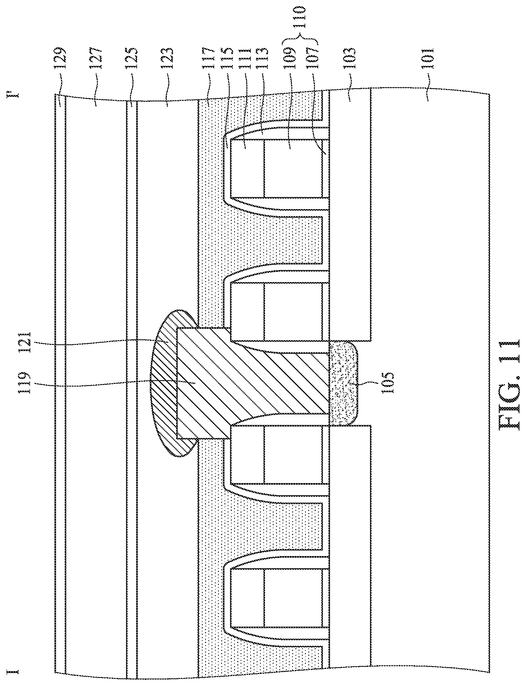 Patent US11778812 Figure 11 – Method for forming a semiconductor device with conductive cap layer over conductive plug